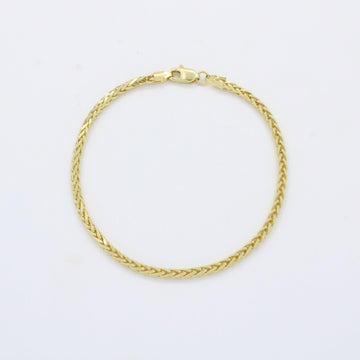 Pulsera Eslabón de Oro 14k Tejido de Espiga Semi Hueca y Brillante mod. 10524