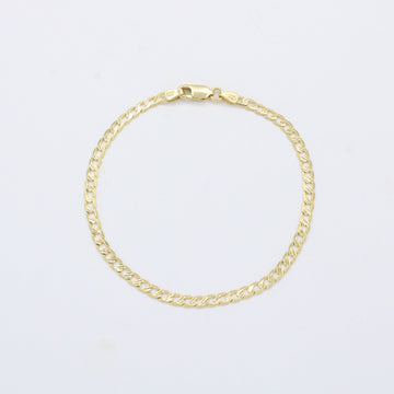 Pulsera Eslabón de Oro 14k Barbada Tradicional con Diamantado Fino mod. 10525
