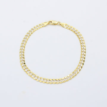 Pulsera de Oro 14k Tejido Barbado Sólido Estilo Brillante con Diamantado mod. 10527