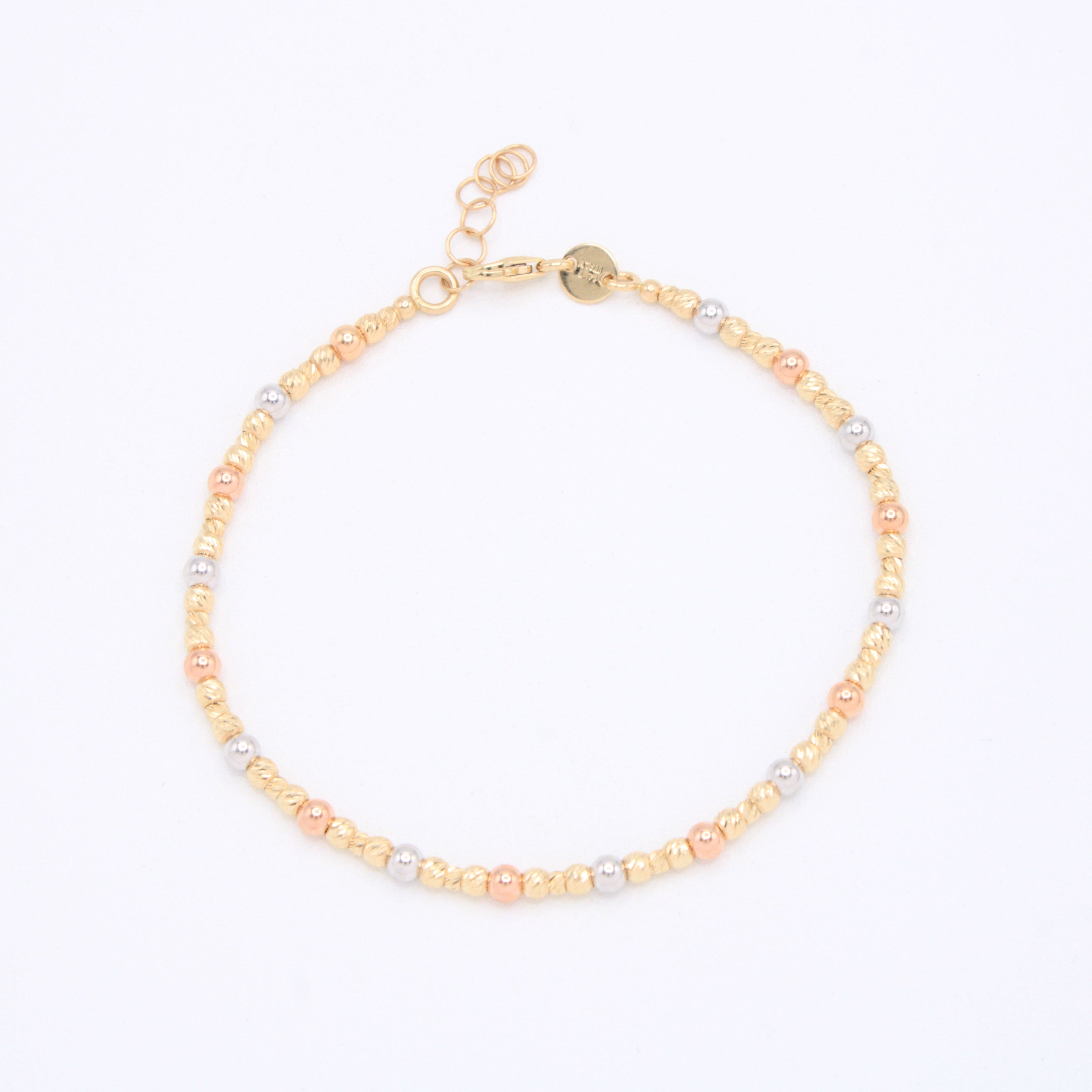 Pulsera de Oro 14k Bolitas Diamantadas Florentinas mod. 10967