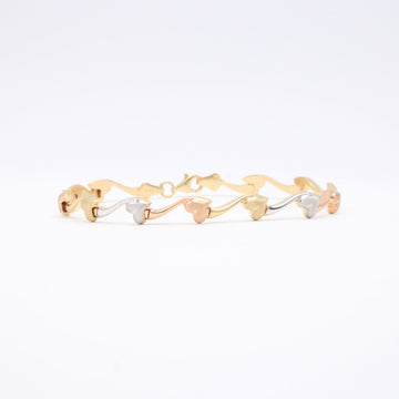 Pulsera de Oro 14k Corazones Matte Florentinos mod. 10961