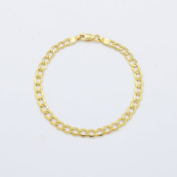 Pulsera Eslabón de Oro 14k Tejido Barbado Inflado Estilo Hueco y Brillante mod. 10535