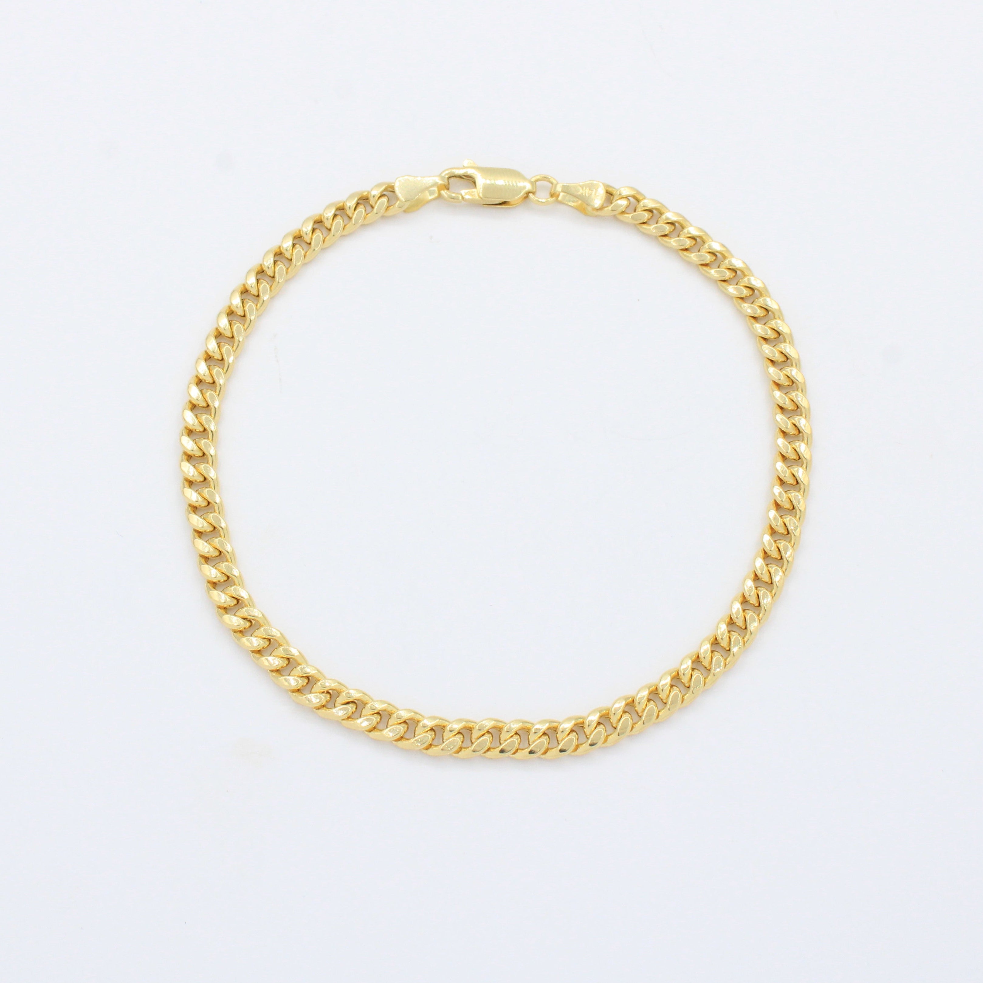 Pulsera de Oro 14k Tejido Barbado Fino Estilo Estrecho y Hueco mod. 10539