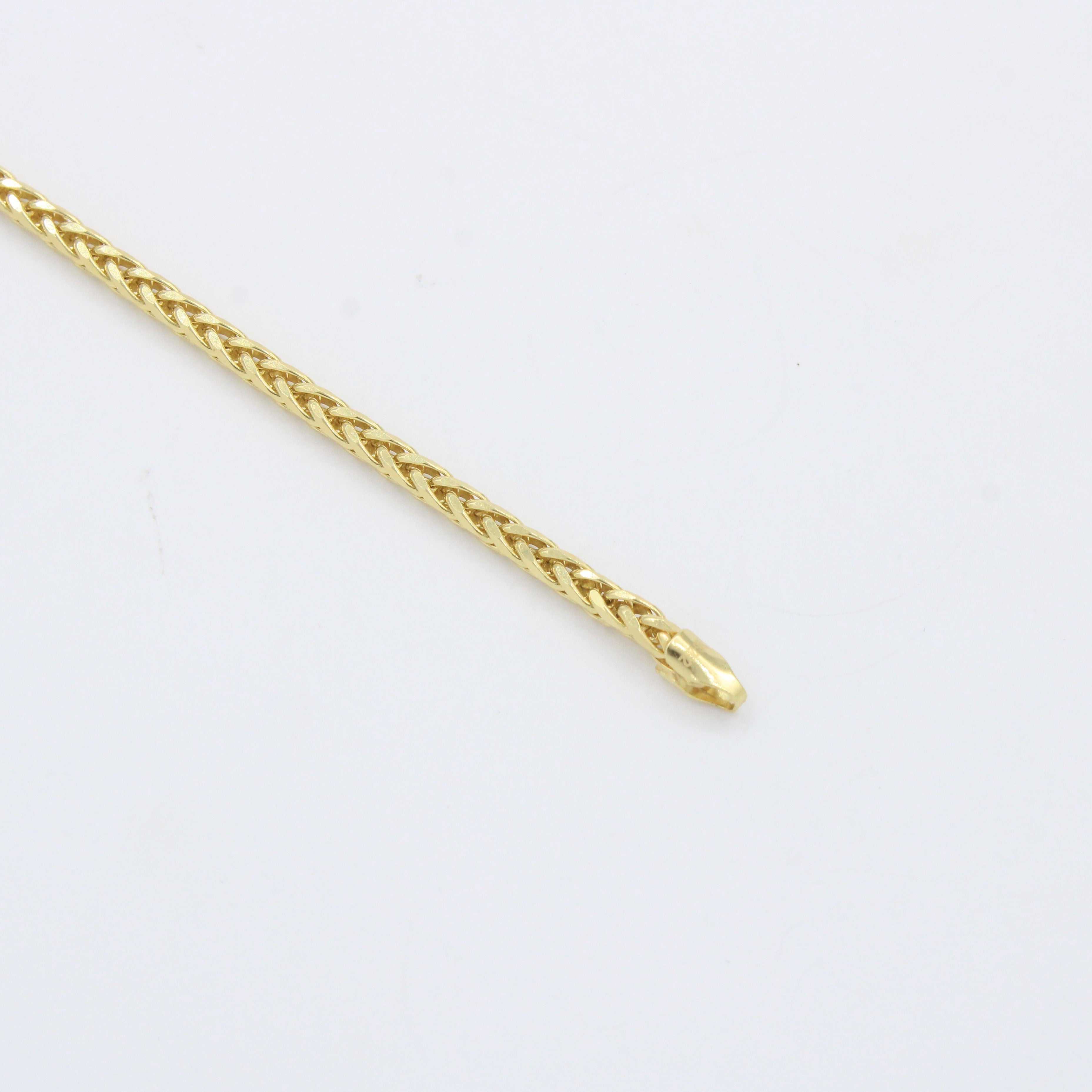 Pulsera Eslabón de Oro 14k Tejido de Espiga Semi Hueca y Brillante mod. 10524