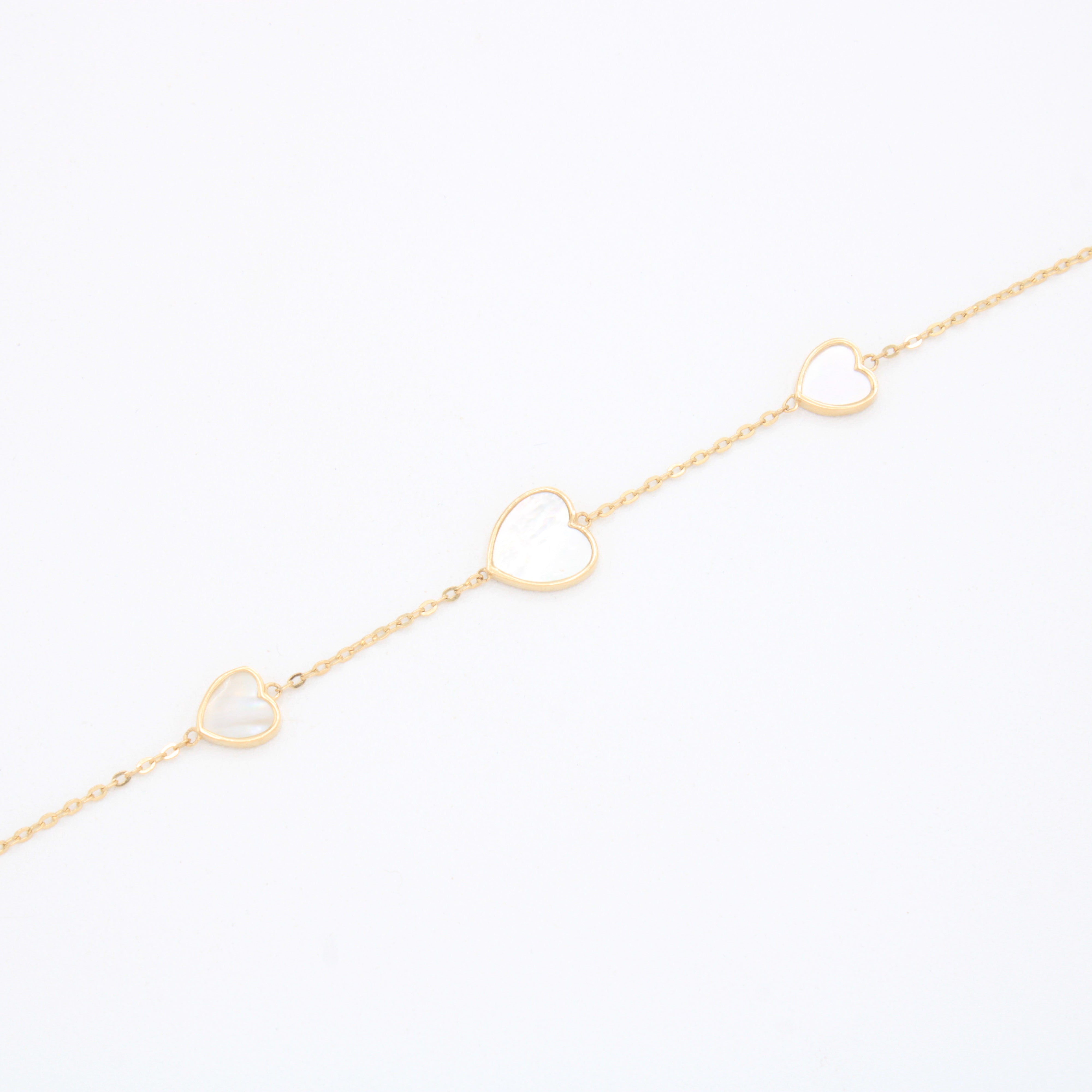 Pulsera de Oro 14k Corazones Perla Madre mod. 10971