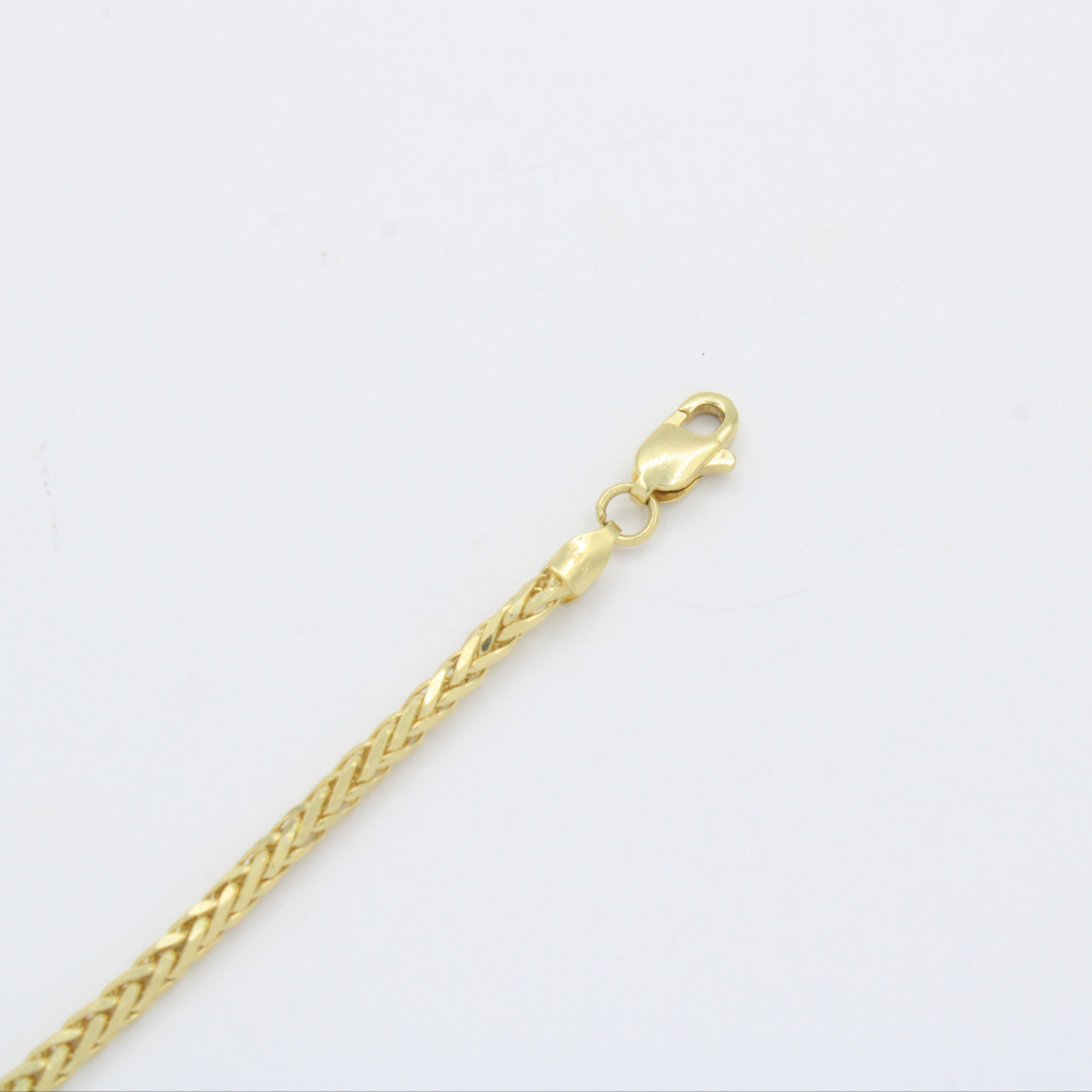 Pulsera Eslabón de Oro 14k Tejido de Espiga Semi Hueca y Brillante mod. 10524
