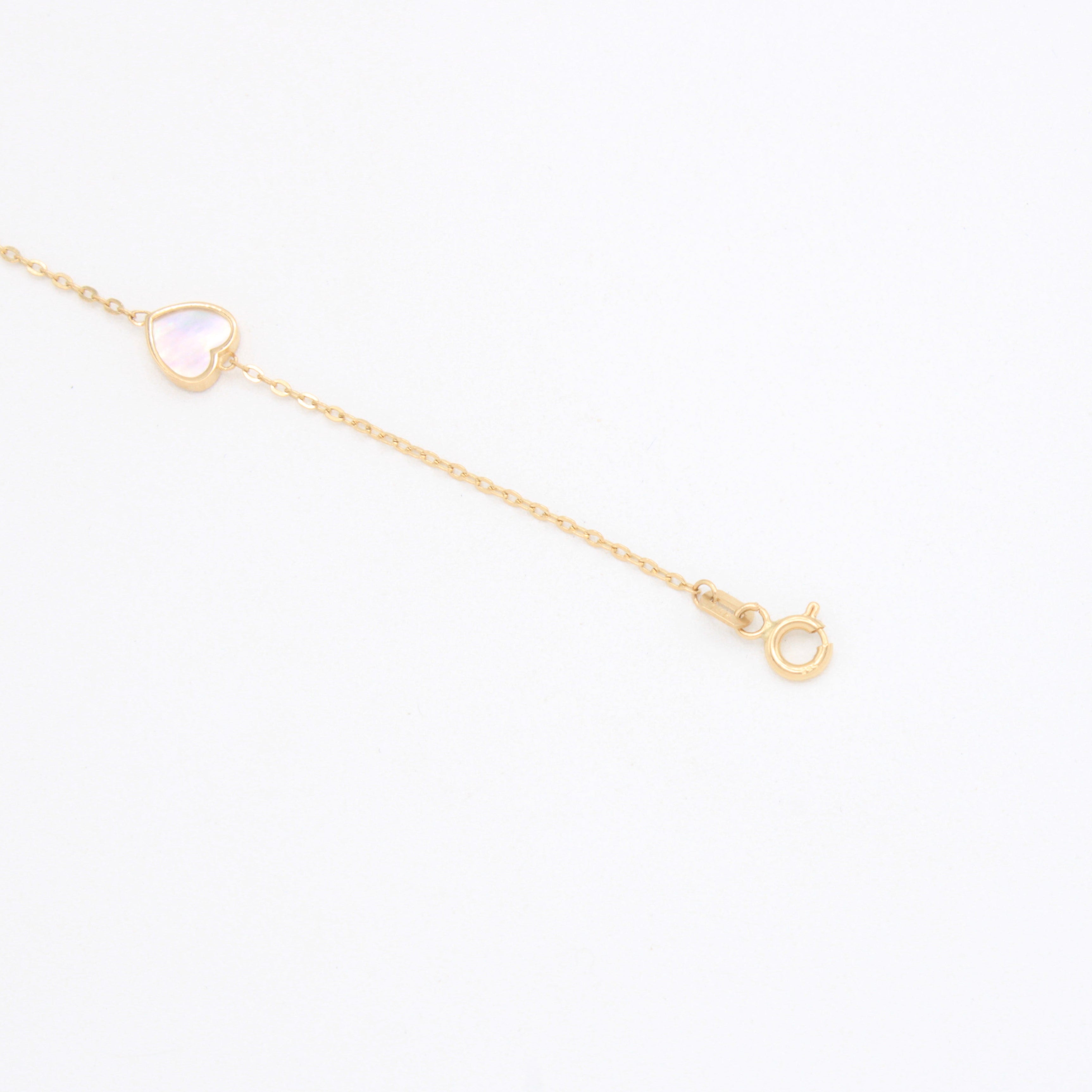 Pulsera de Oro 14k Corazones Perla Madre mod. 10971
