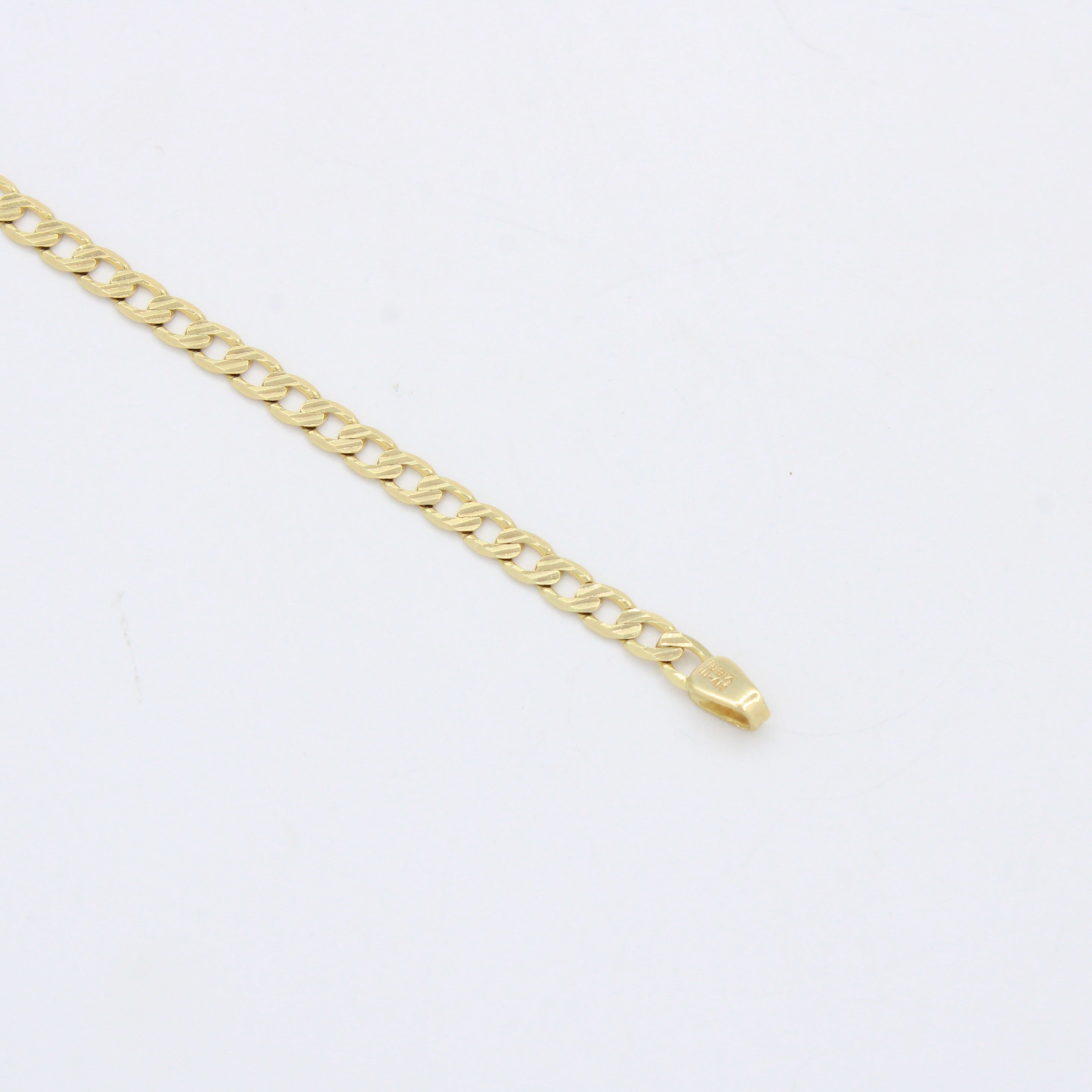 Pulsera Eslabón de Oro 14k Barbada Tradicional con Diamantado Fino mod. 10525