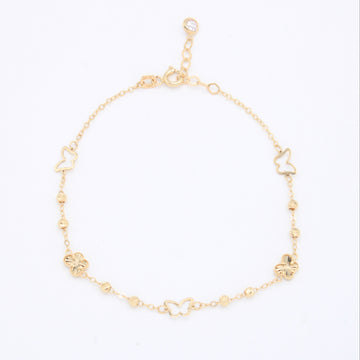 Pulsera de Oro 14k con Mariposas y Detalles Diamantados mod. 10972