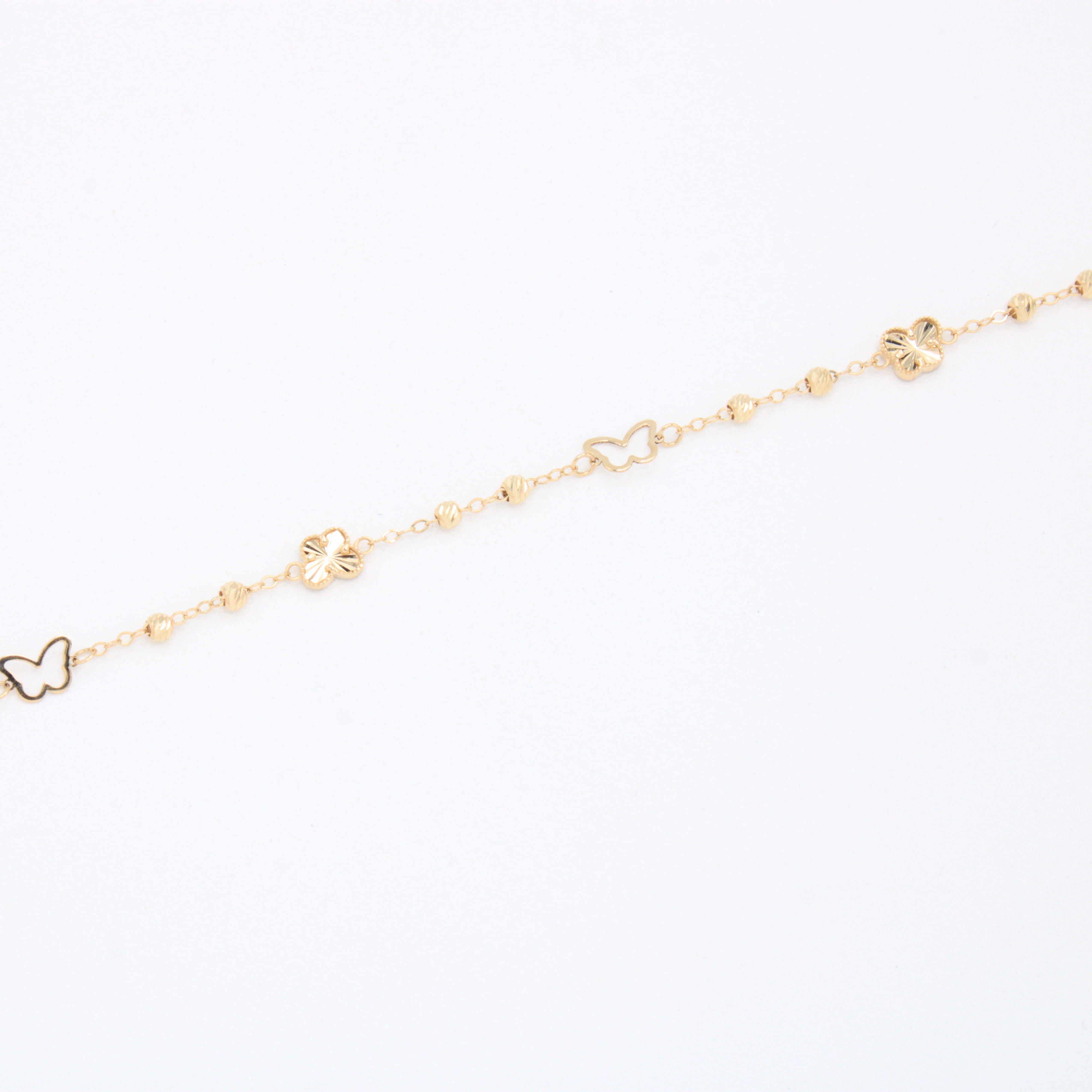 Pulsera de Oro 14k con Mariposas y Detalles Diamantados mod. 10972
