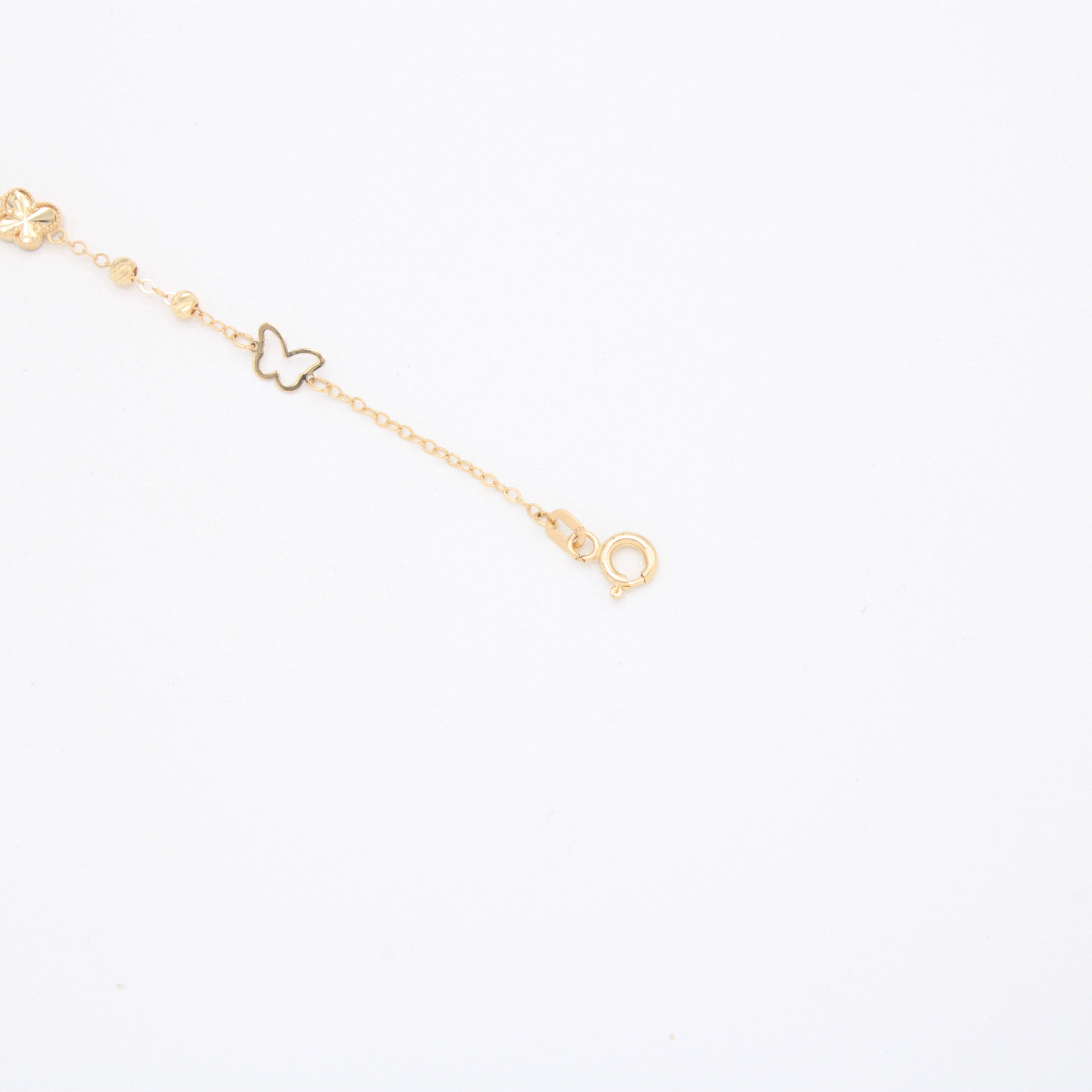 Pulsera de Oro 14k con Mariposas y Detalles Diamantados mod. 10972