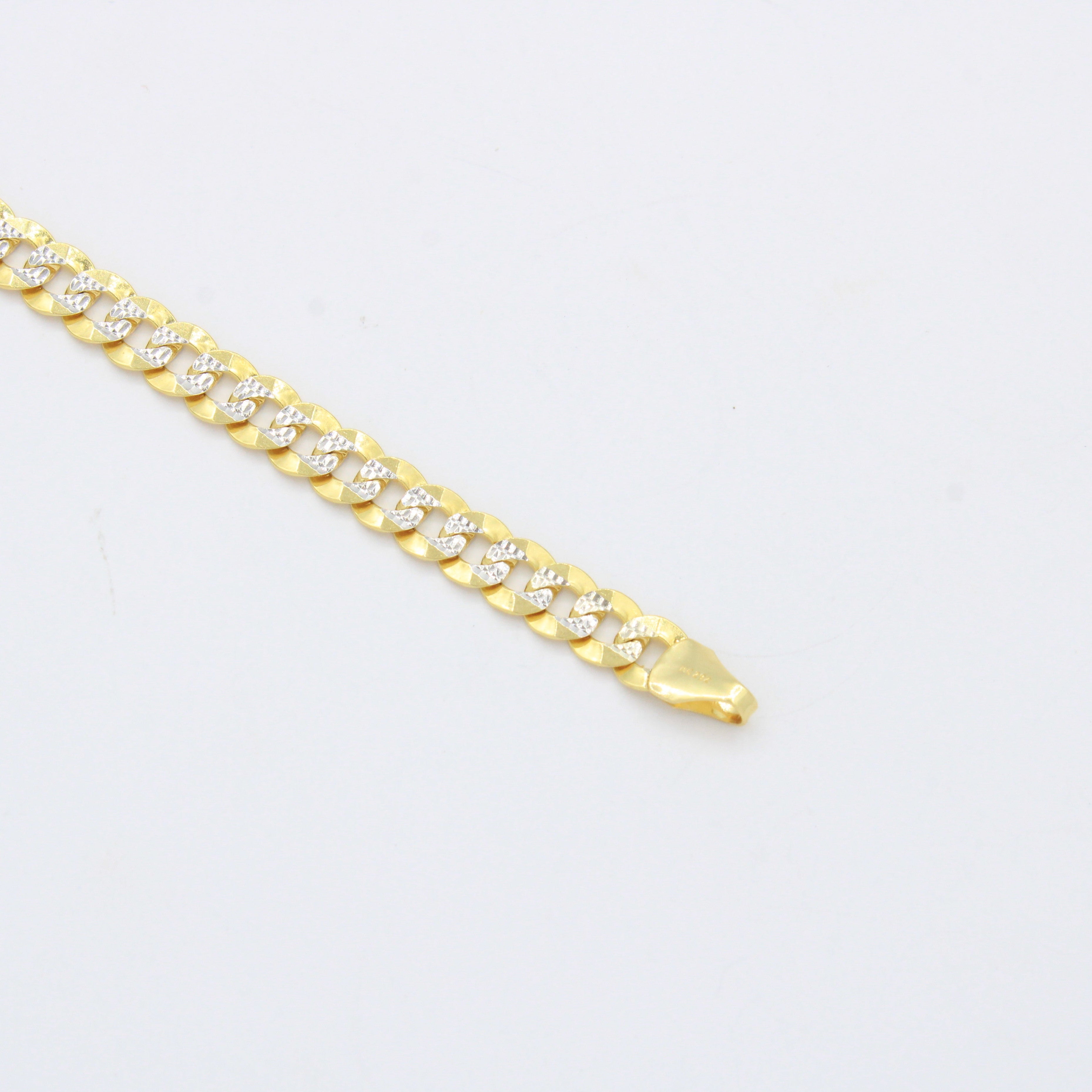 Pulsera de Oro 14k Tejido Barbado Sólido Estilo Brillante con Diamantado mod. 10527