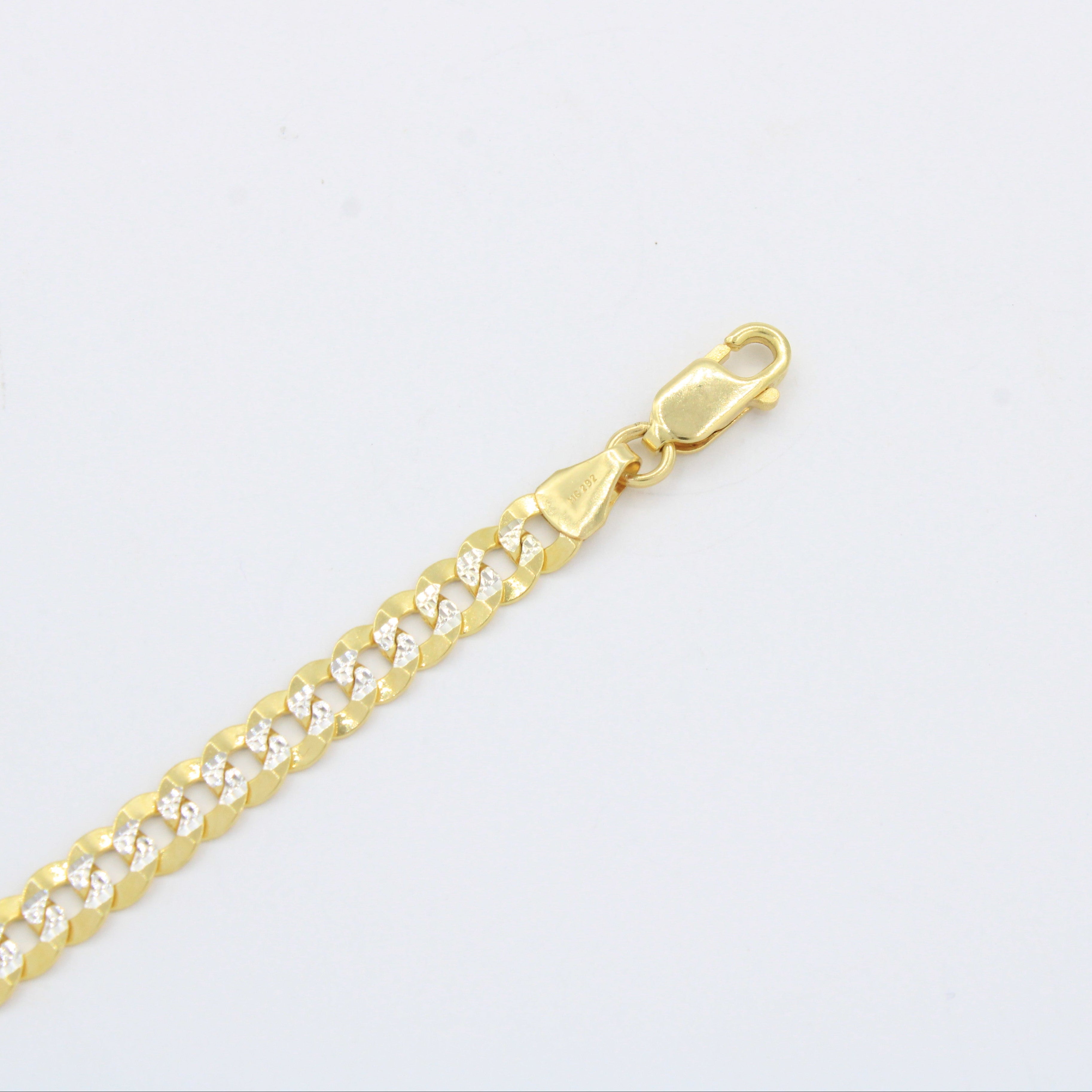 Pulsera de Oro 14k Tejido Barbado Sólido Estilo Brillante con Diamantado mod. 10527