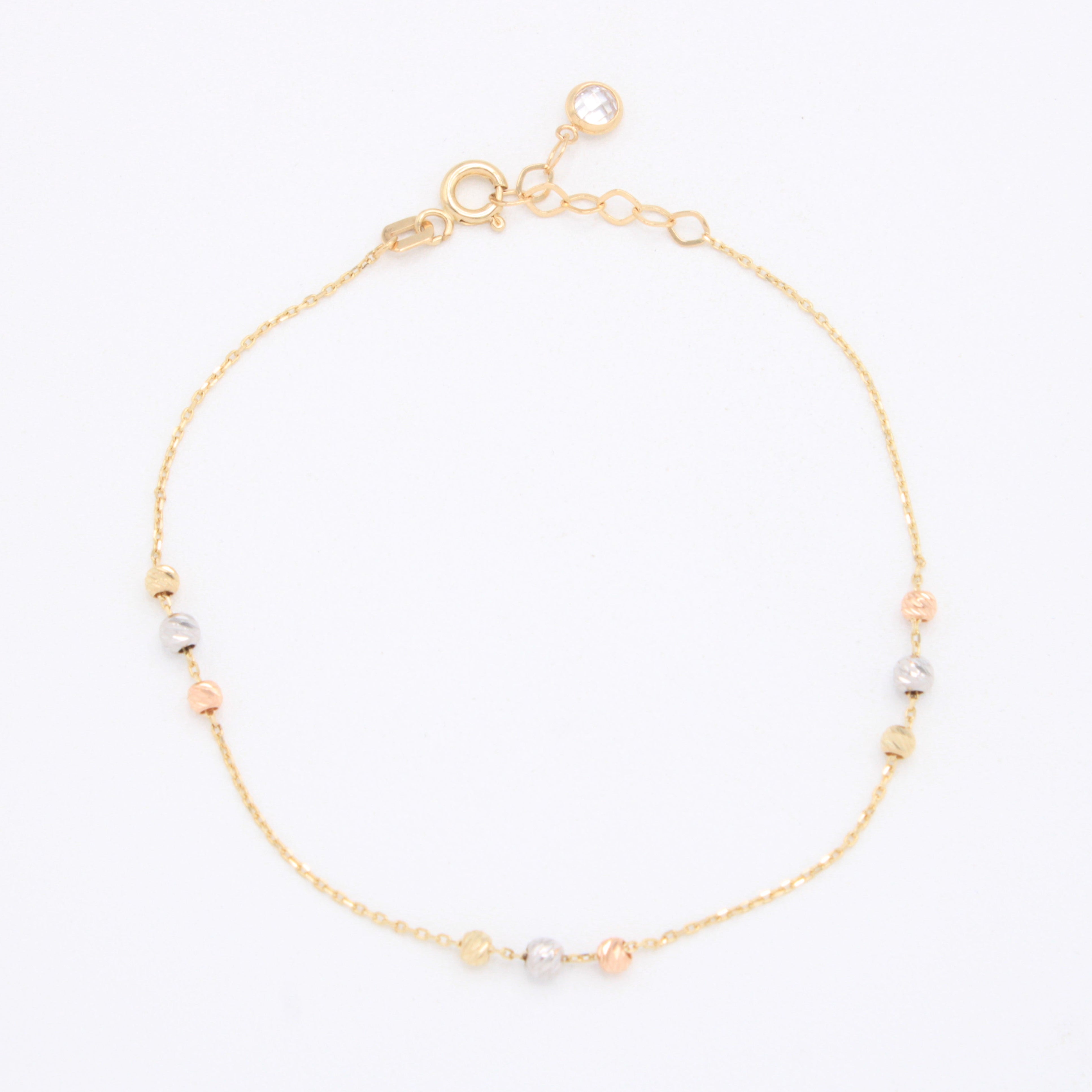 Pulsera de Oro 14k Bolitas Florentinas Diamantadas mod. 10975