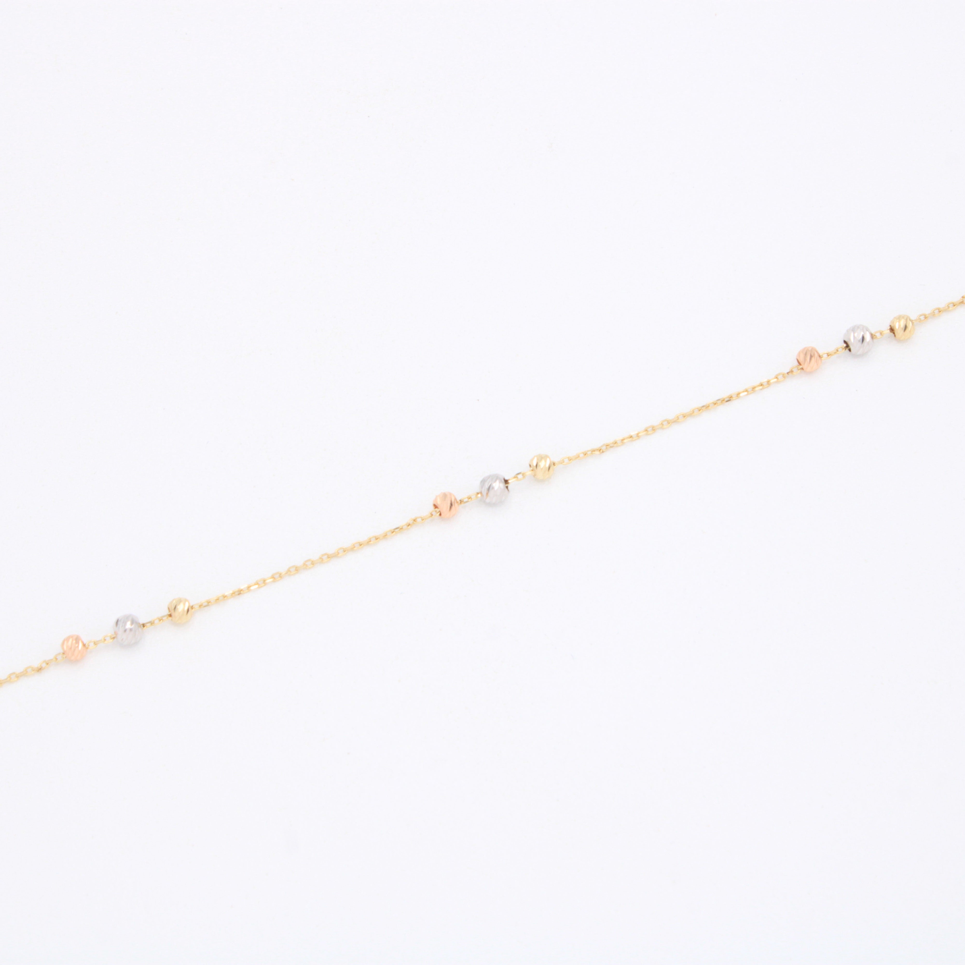Pulsera de Oro 14k Bolitas Florentinas Diamantadas mod. 10975