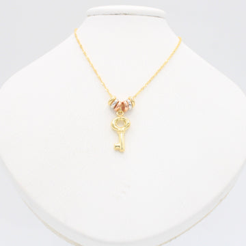 Gargantilla de Oro 14k con Aros Florentinos y Colgante de Llave mod. 11016