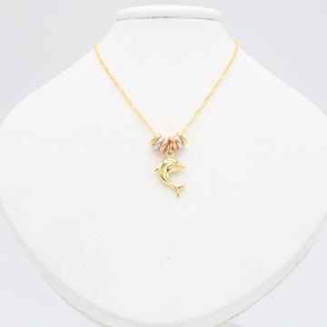 Gargantilla de Oro 14k con Aros Florentinos y Colgante de Delfín mod. 11017