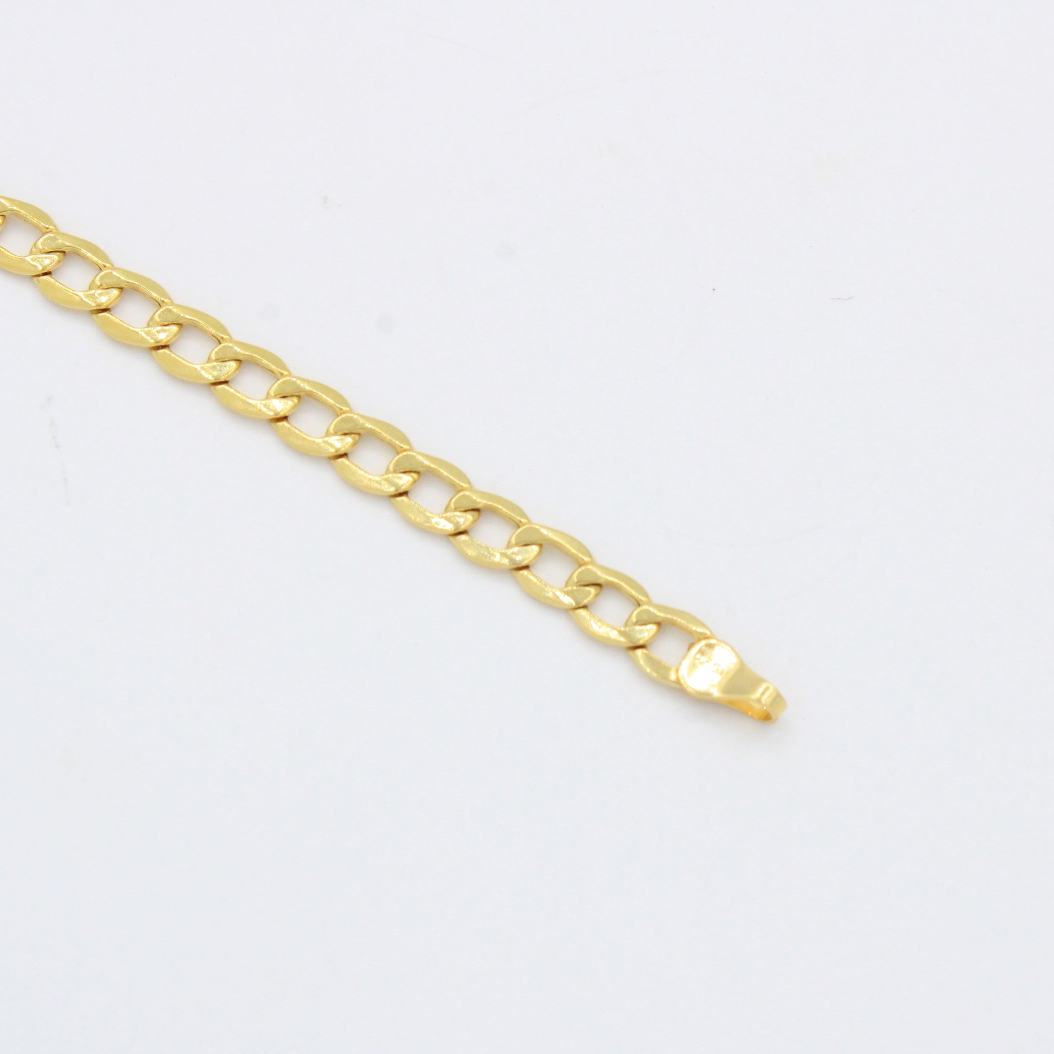 Pulsera Eslabón de Oro 14k Tejido Barbado Inflado Estilo Hueco y Brillante mod. 10535