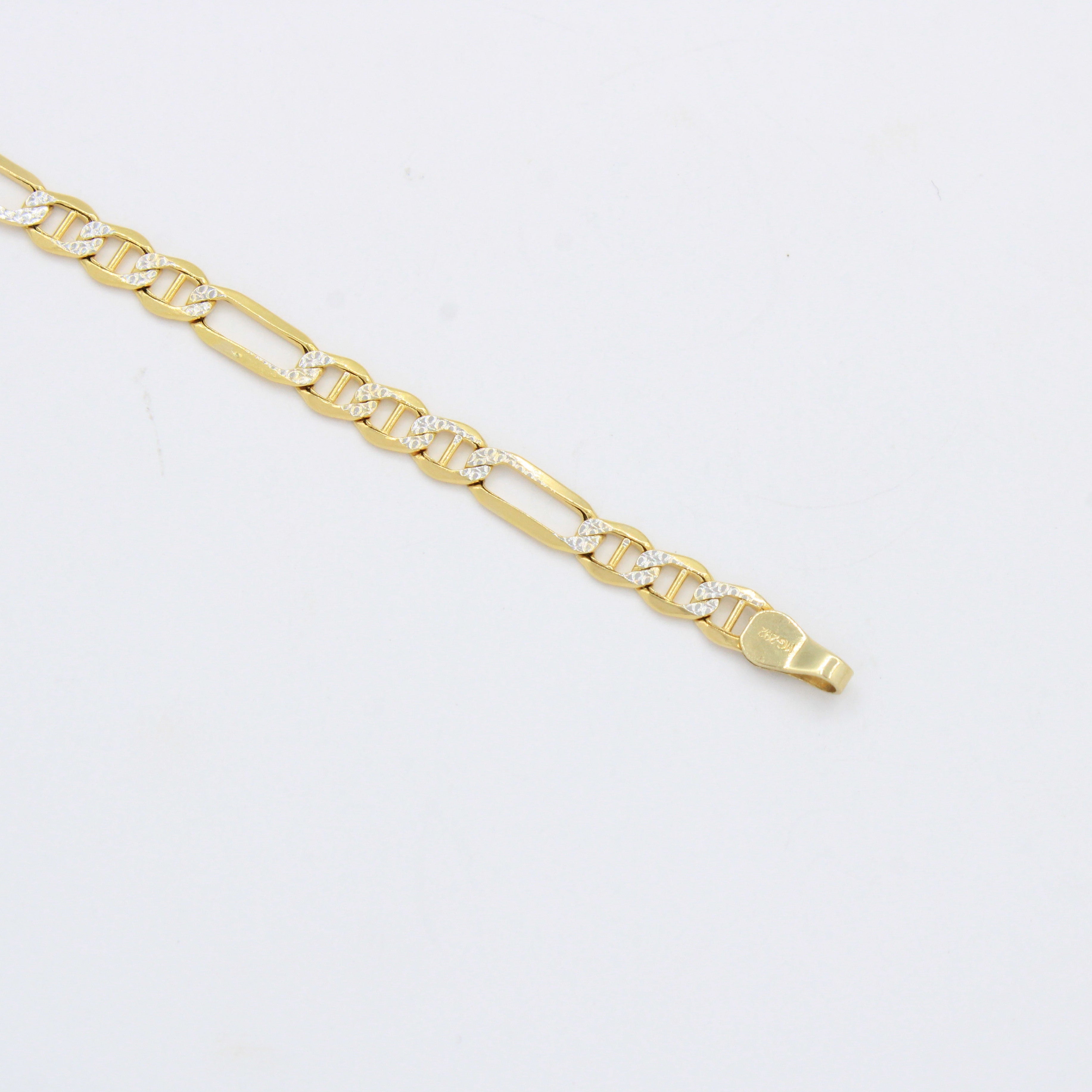 Pulsera de Oro 14k Diseño Combinado 3x1 con Escalera Diamantada mod. 10536