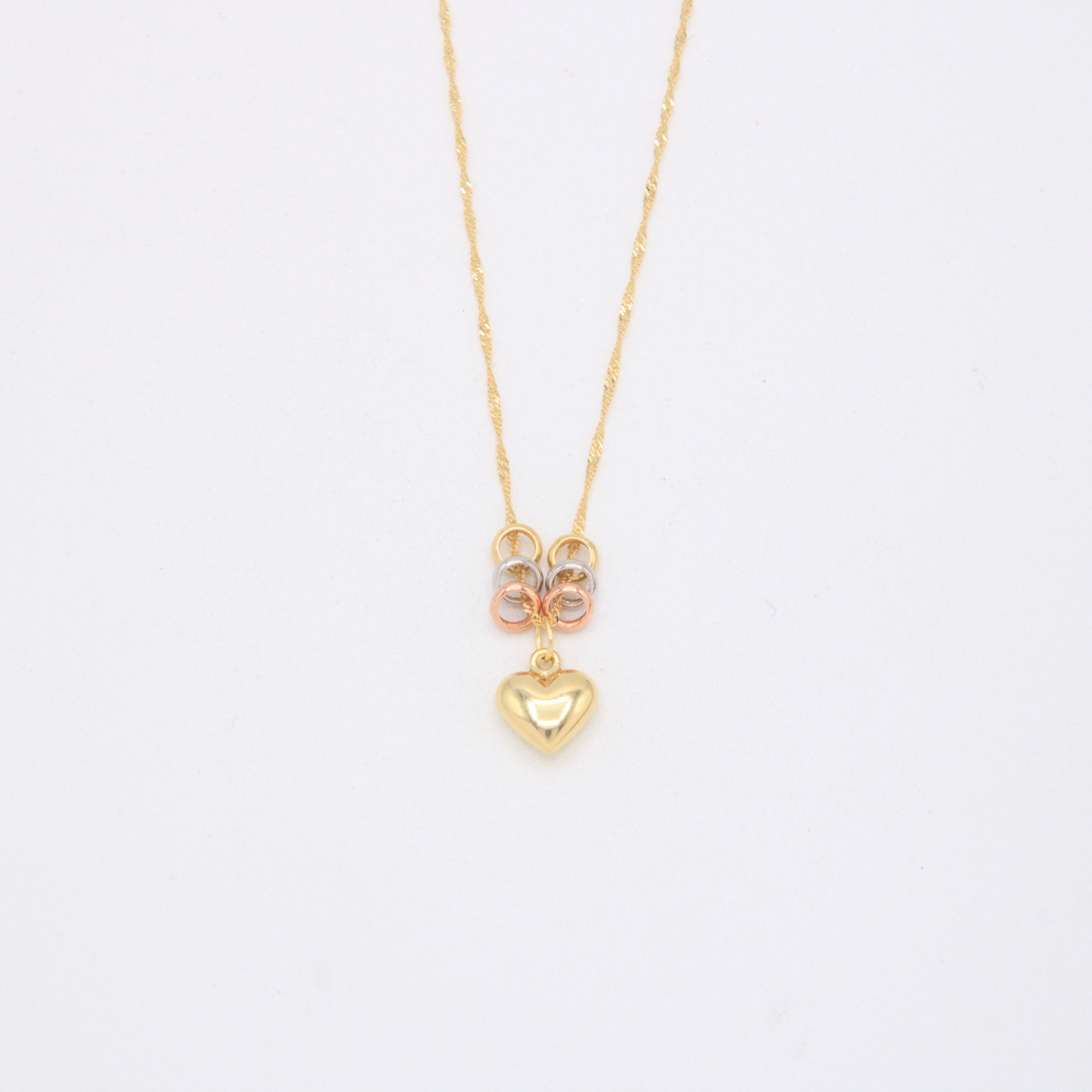 Gargantilla de Oro 14k con Aros Florentinos y Colgante de Corazón mod. 11015