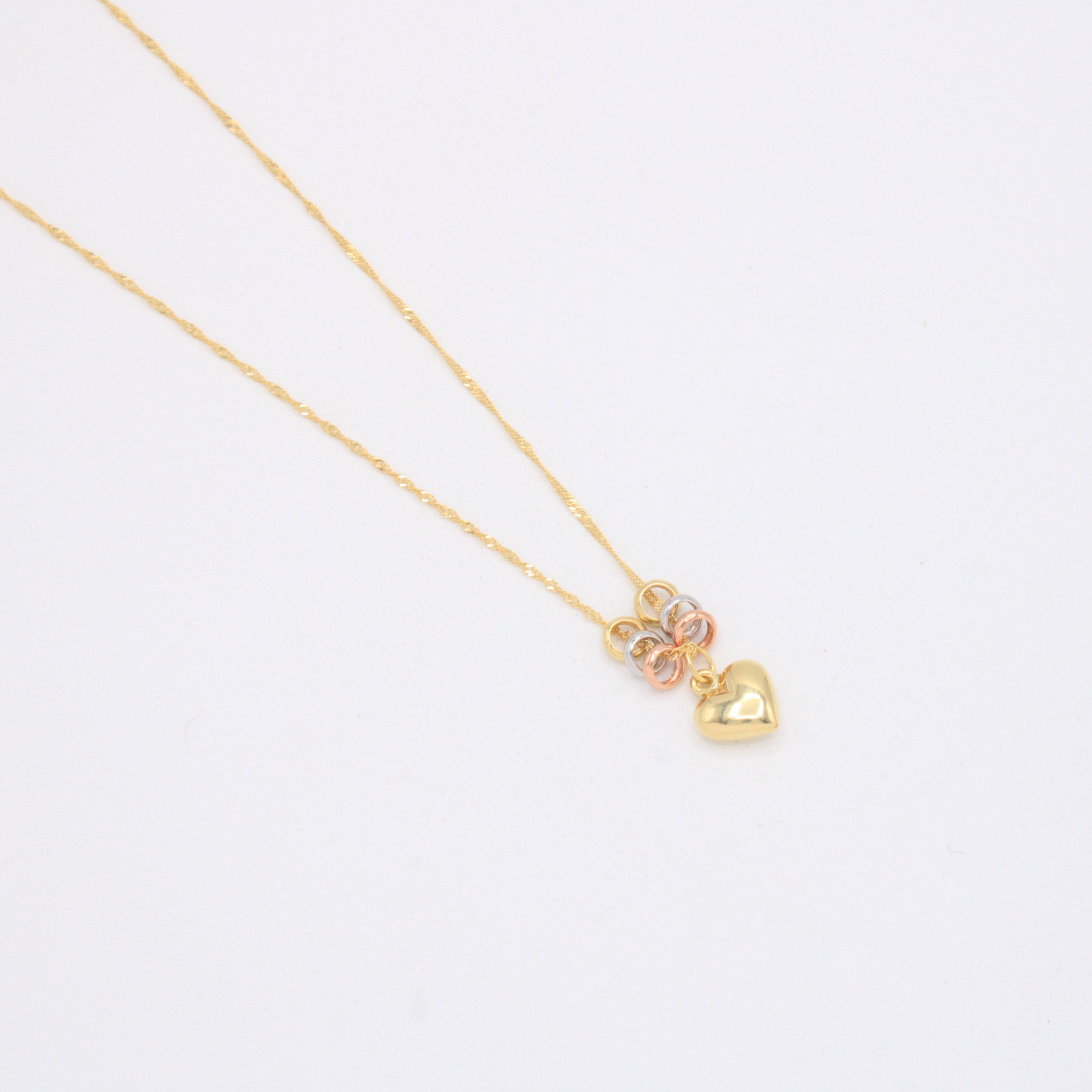 Gargantilla de Oro 14k con Aros Florentinos y Colgante de Corazón mod. 11015