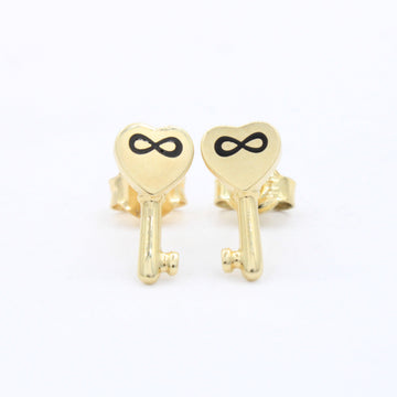 Arete de Oro 14k Llave de Corazón Brillante con Infinito mod. 10626
