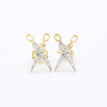 Arete de Oro 14k Diseño en Forma de Tijeras Incrustadas con Zirconias mod. 10627