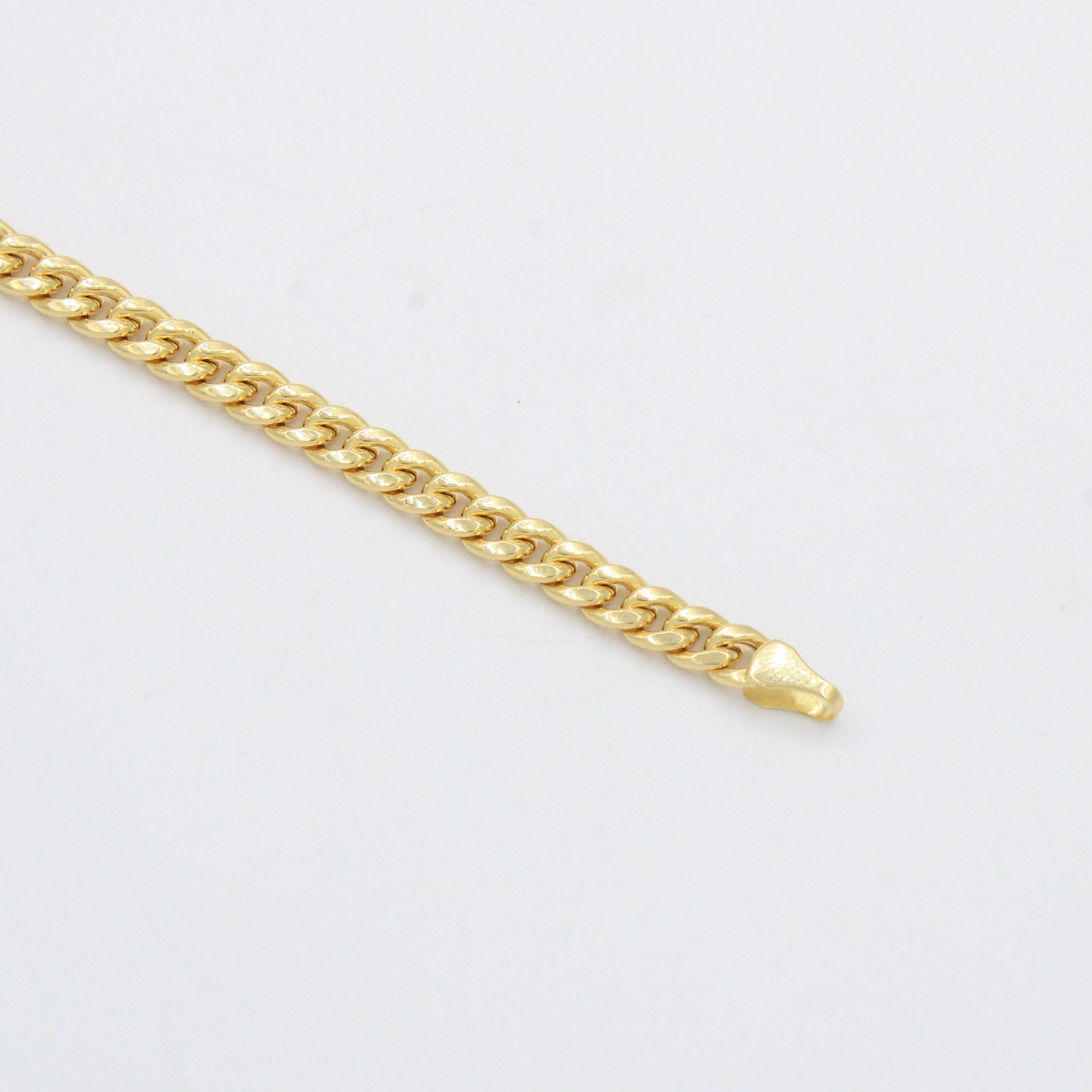 Pulsera de Oro 14k Tejido Barbado Fino Estilo Estrecho y Hueco mod. 10539