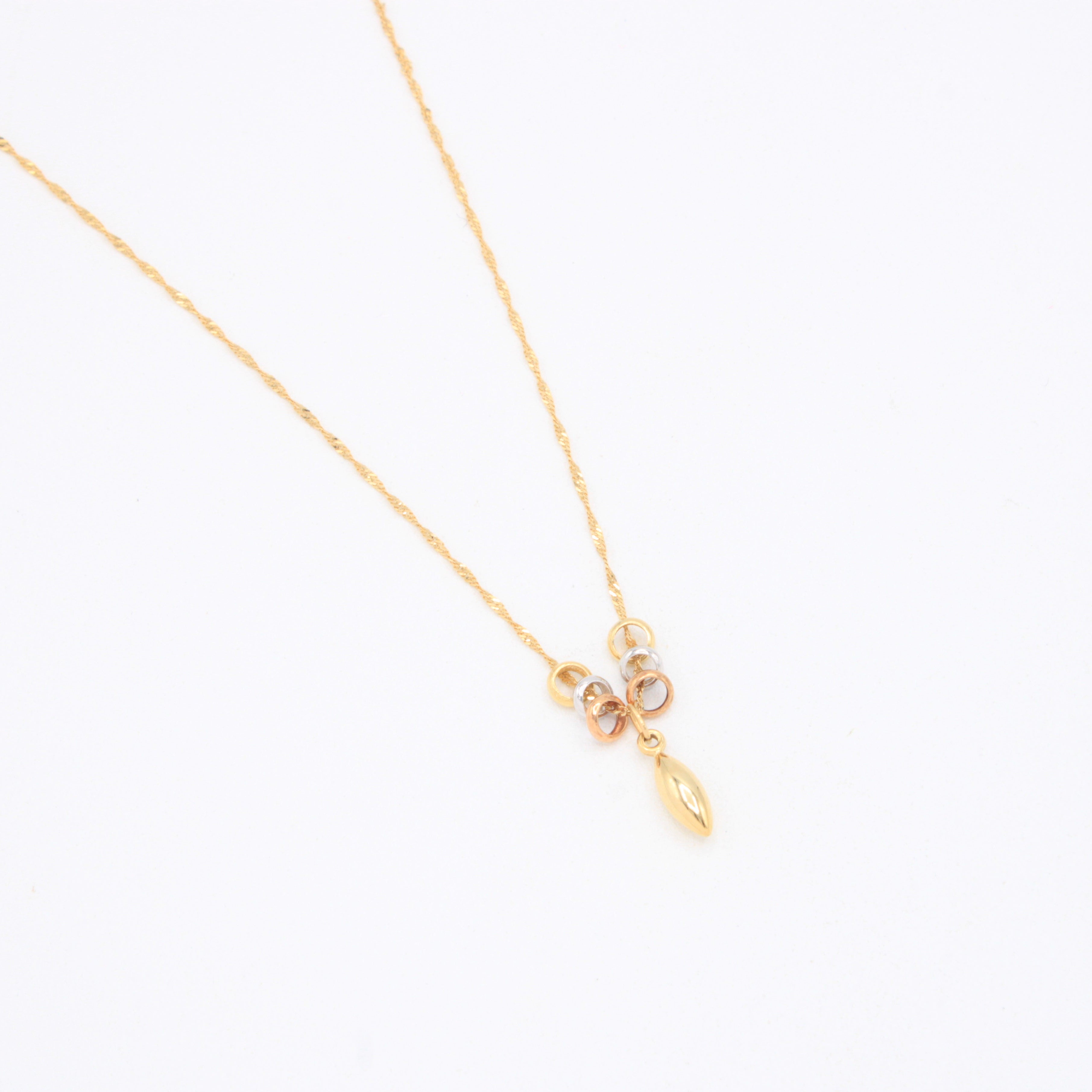 Gargantilla de Oro 14k con Aros Florentinos y Colgante de Gota mod. 11018