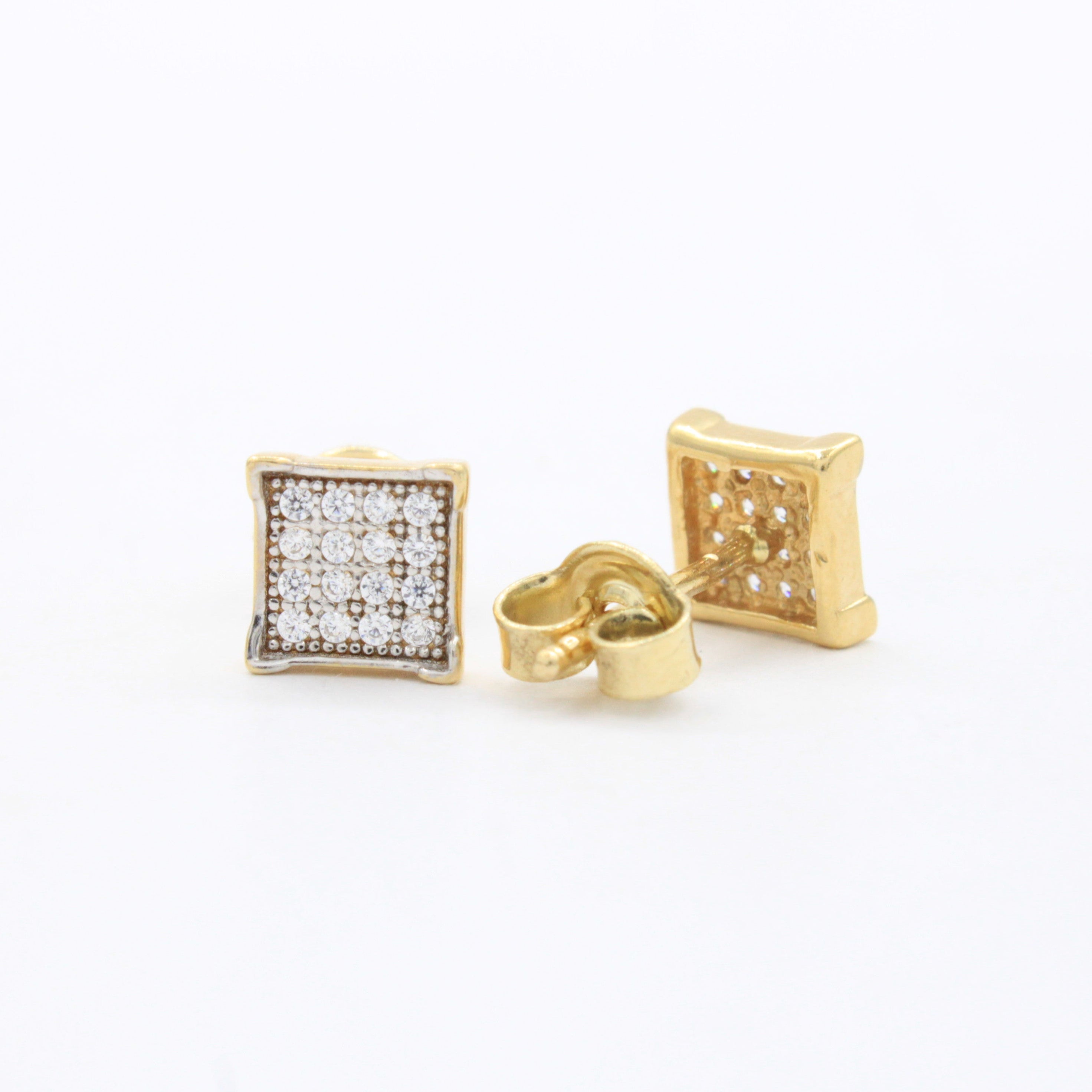 Arete de Oro 14k Cuadro Brillante con Zirconias mod. 10630