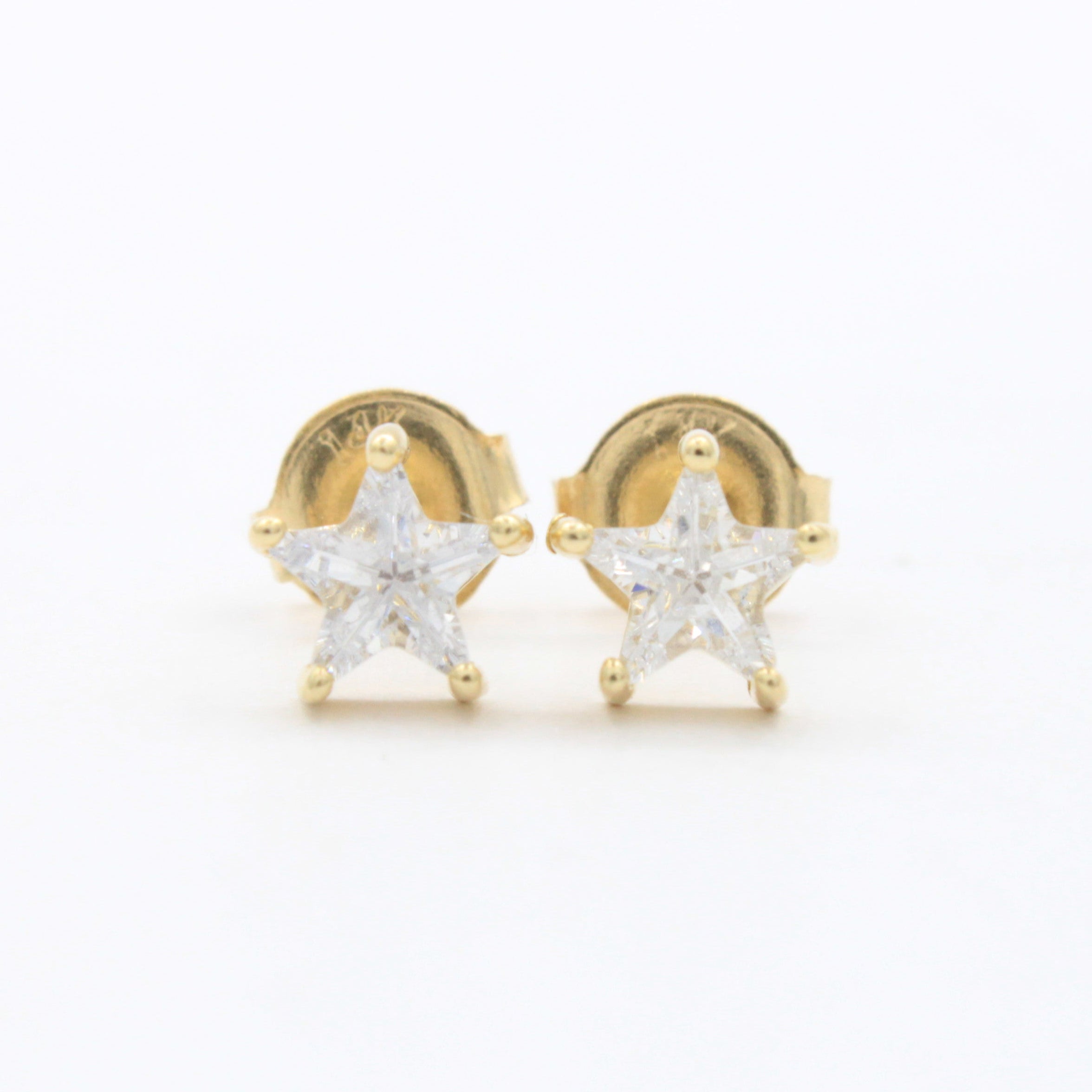 Arete de Oro 14k Diseño con Zirconia de Estrella mod. 10632