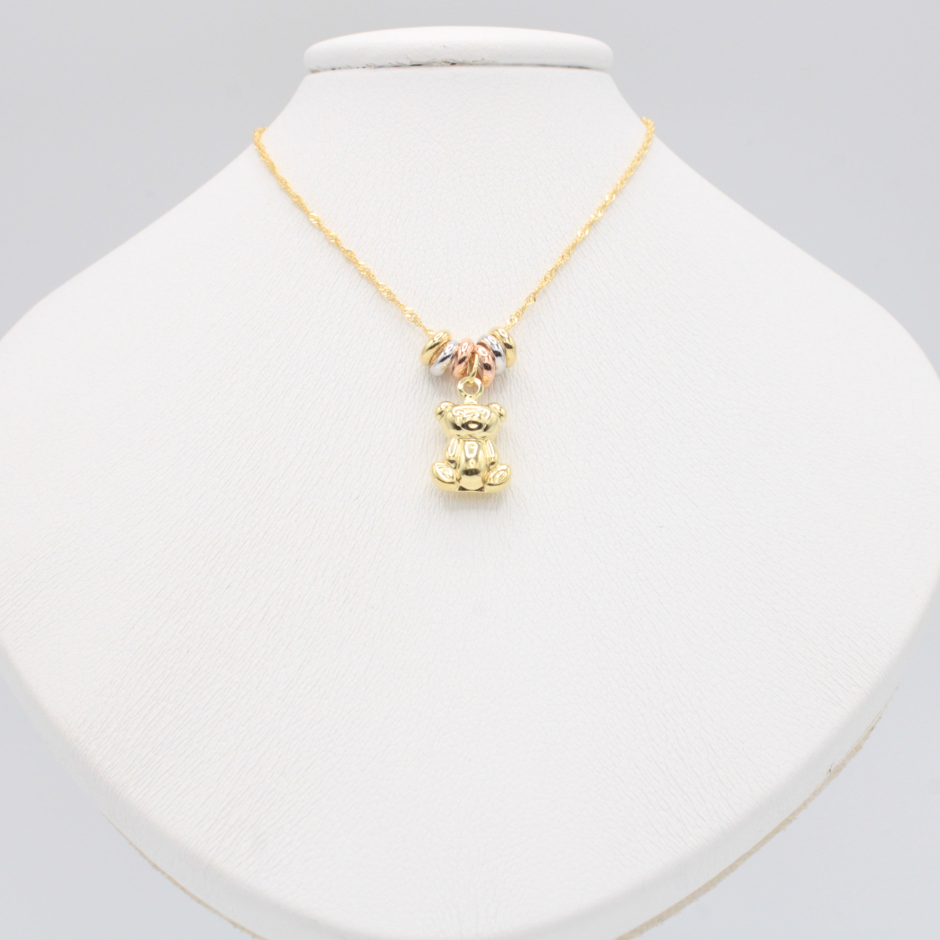 Gargantilla de Oro 14k con Aros Florentinos y Colgante de Osito mod. 11021