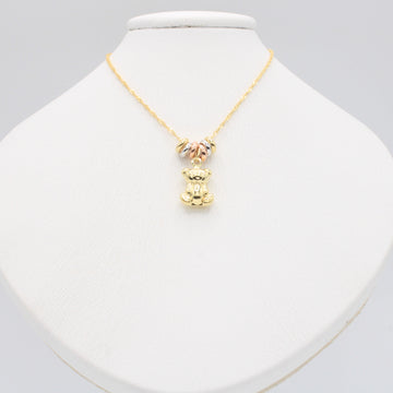 Gargantilla de Oro 14k con Aros Florentinos y Colgante de Osito mod. 11021
