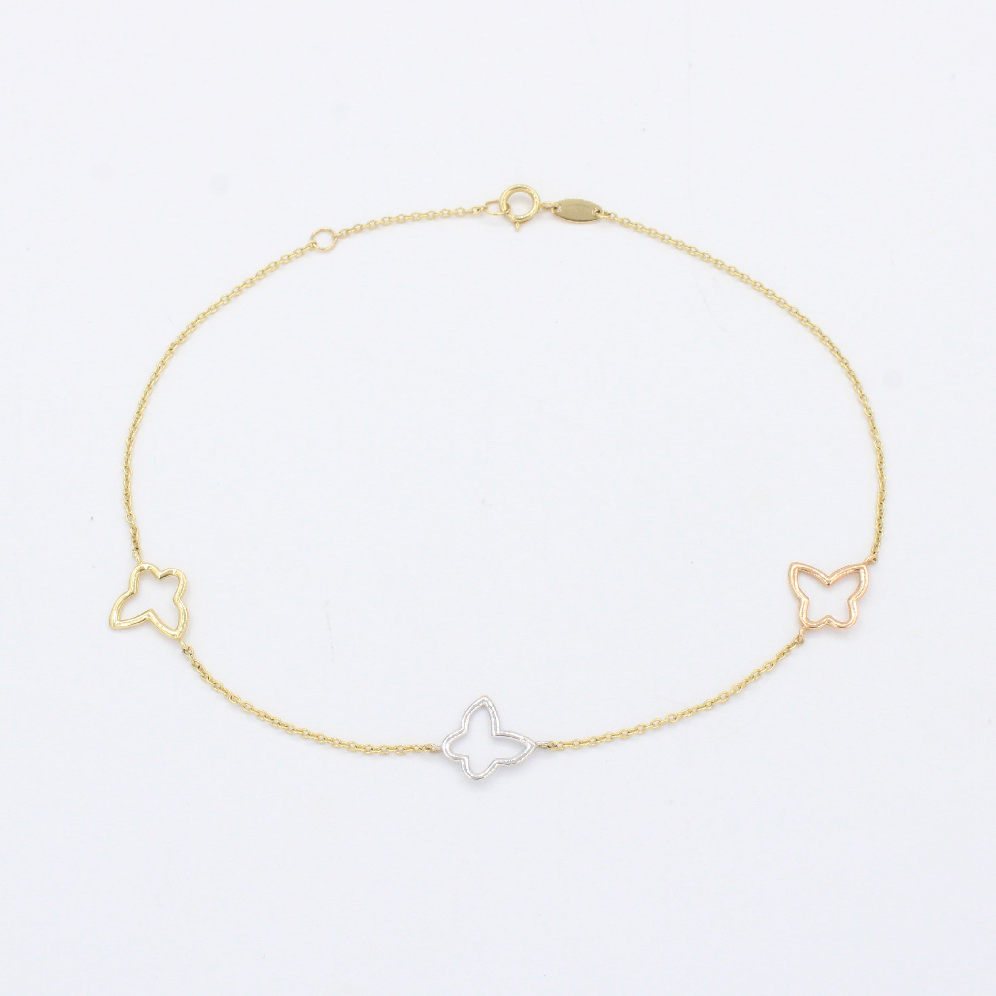 Tobillera de Oro 14k Diseño de Elegantes Mariposas mod. 10545
