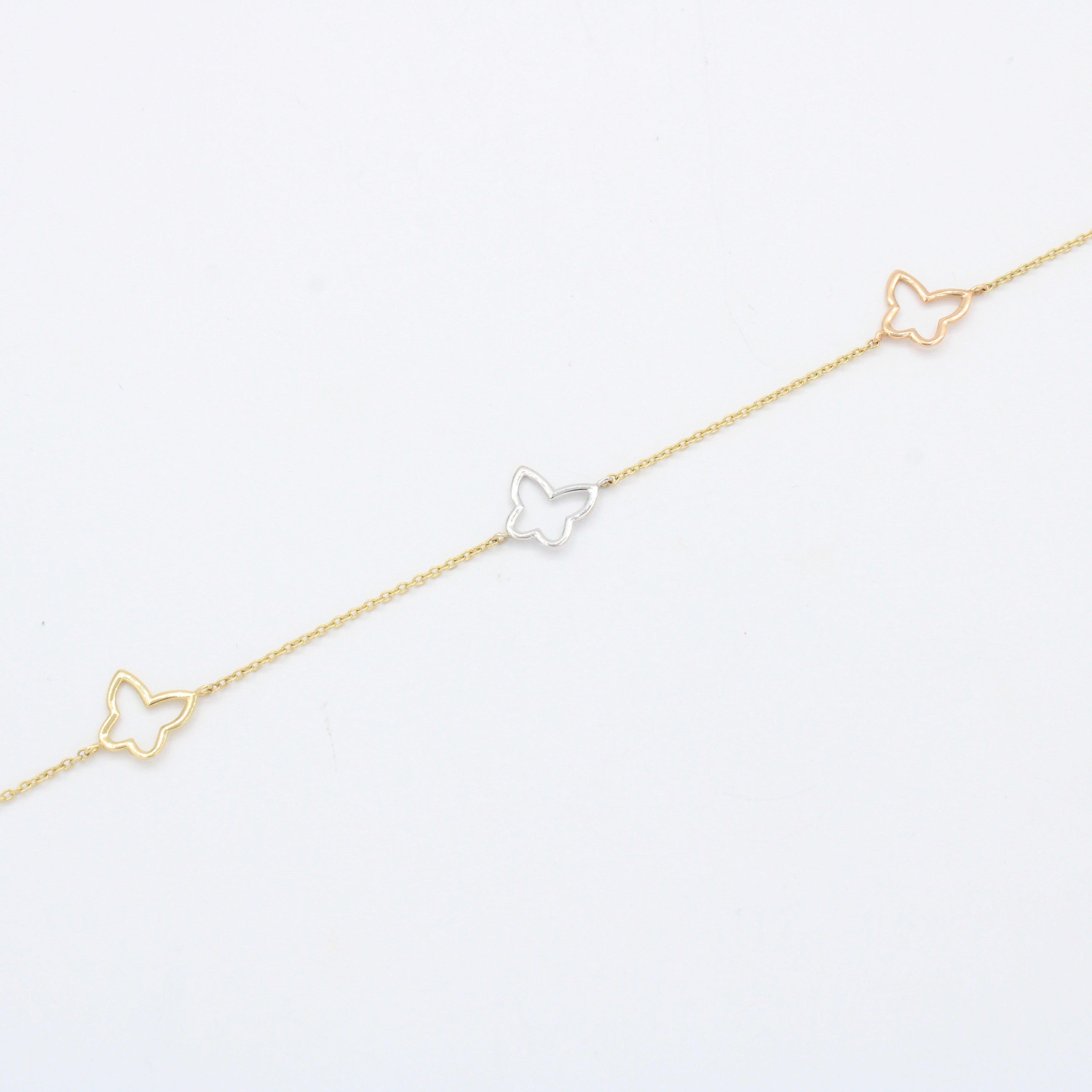 Tobillera de Oro 14k Diseño de Elegantes Mariposas mod. 10545