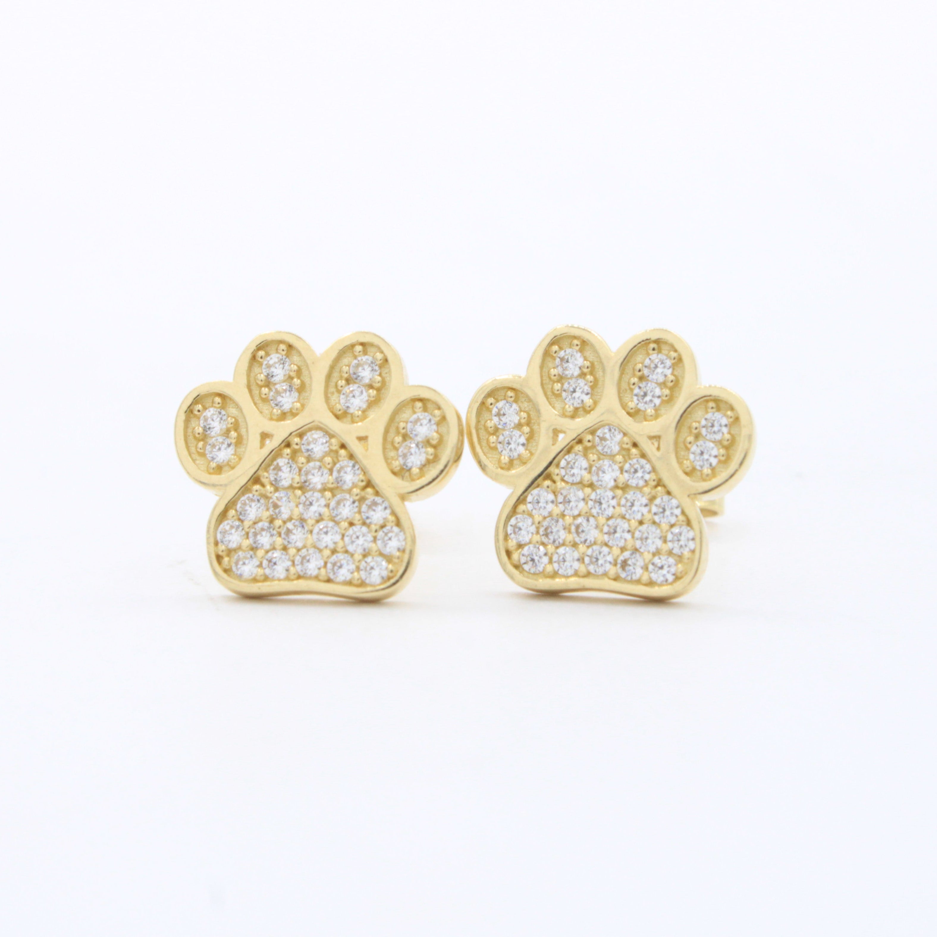 Arete de Oro 14k Huella de Perrito con Zirconias Brillantes mod. 10634