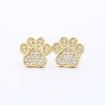 Arete de Oro 14k Huella de Perrito con Zirconias Brillantes mod. 10634