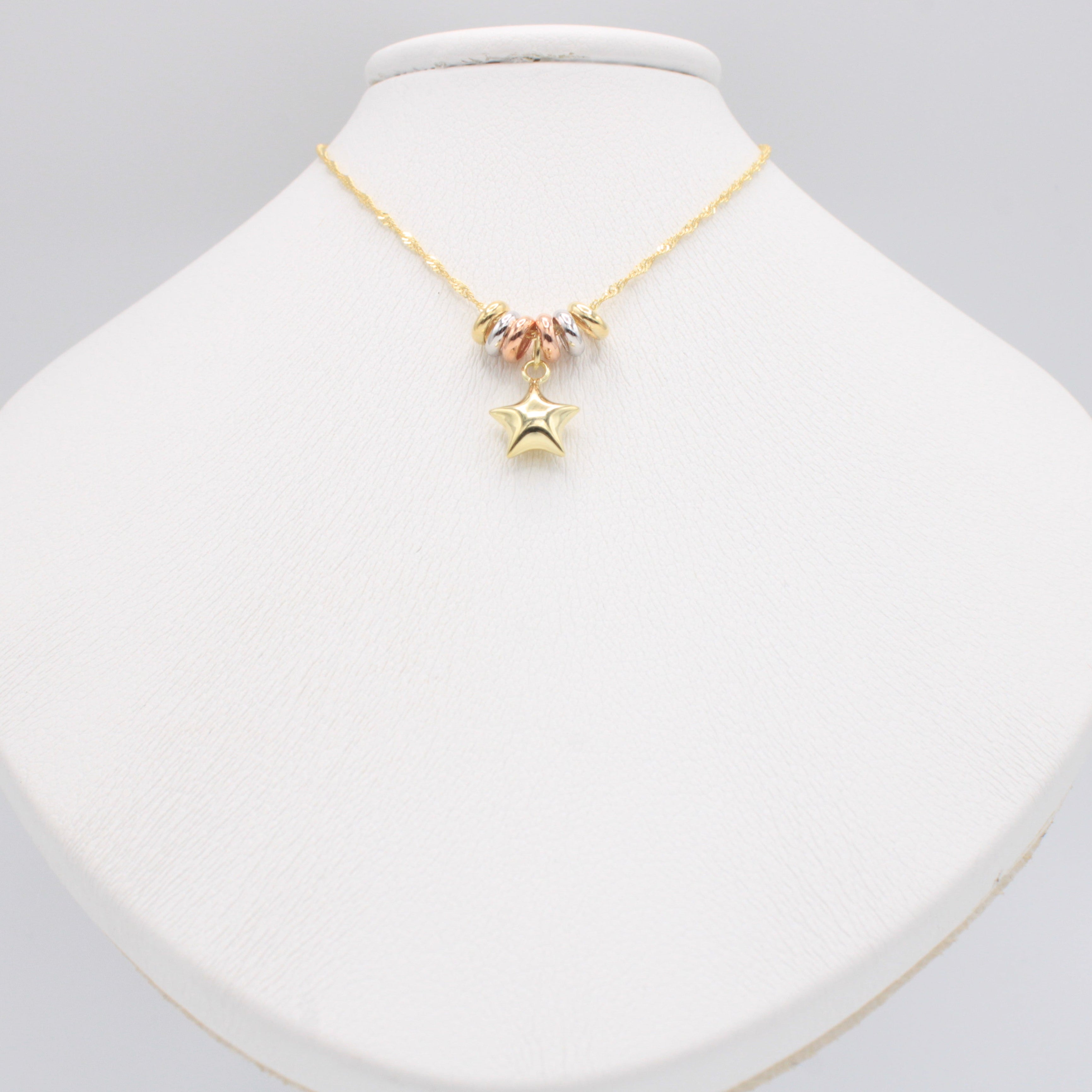 Gargantilla de Oro 14k con Aros Florentinos y Colgante de Estrella mod. 11023