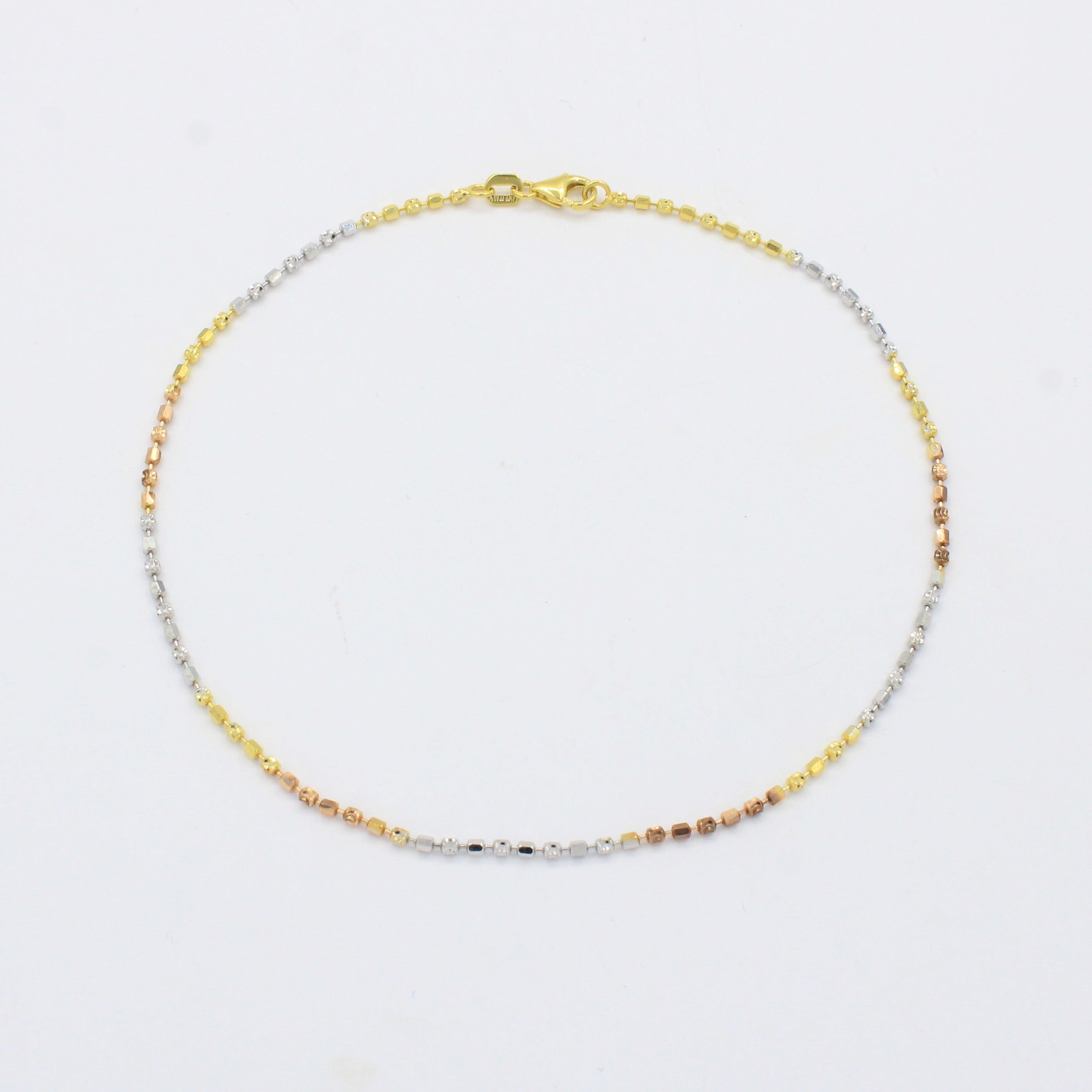Tobillera de Oro 14k Tejido Facetado Diamantado mod. 10547