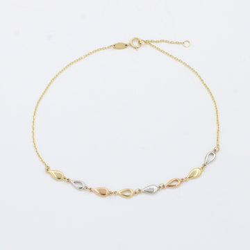 Tobillera de Oro 14k Diseño de Gotas Brillantes mod. 10548