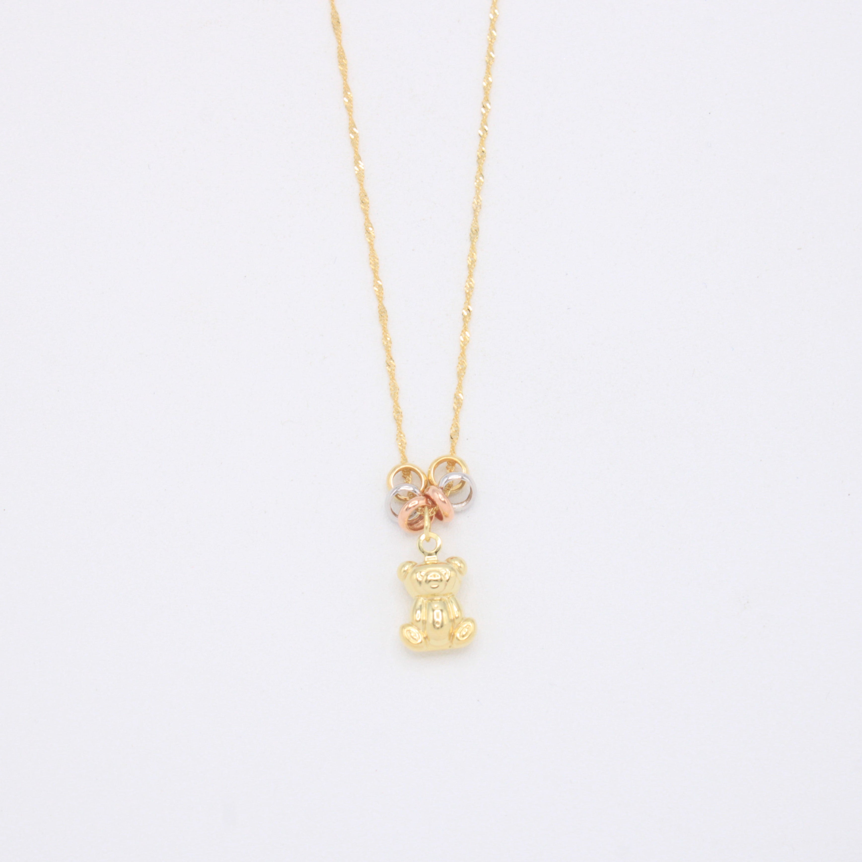 Gargantilla de Oro 14k con Aros Florentinos y Colgante de Osito mod. 11021