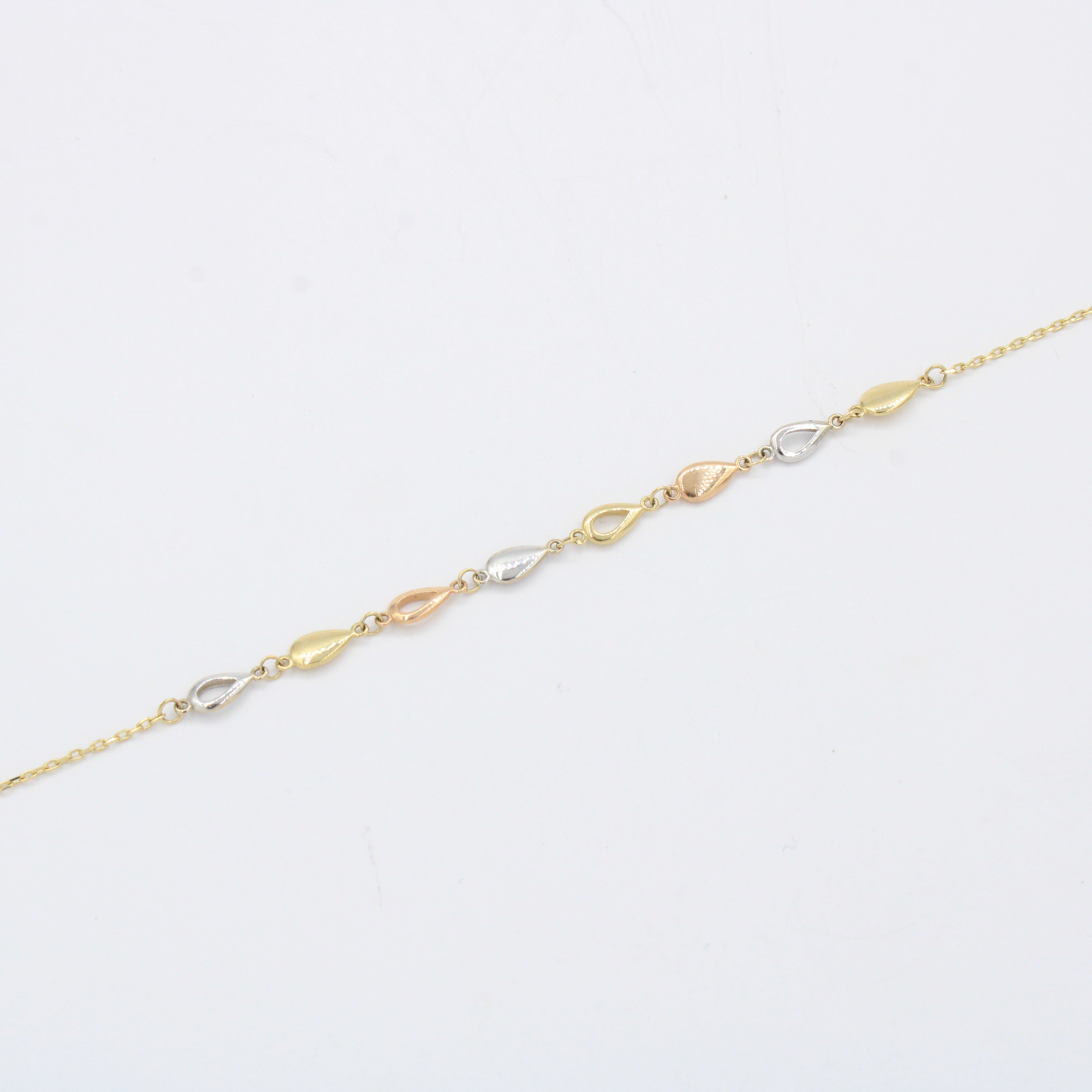 Tobillera de Oro 14k Diseño de Gotas Brillantes mod. 10548