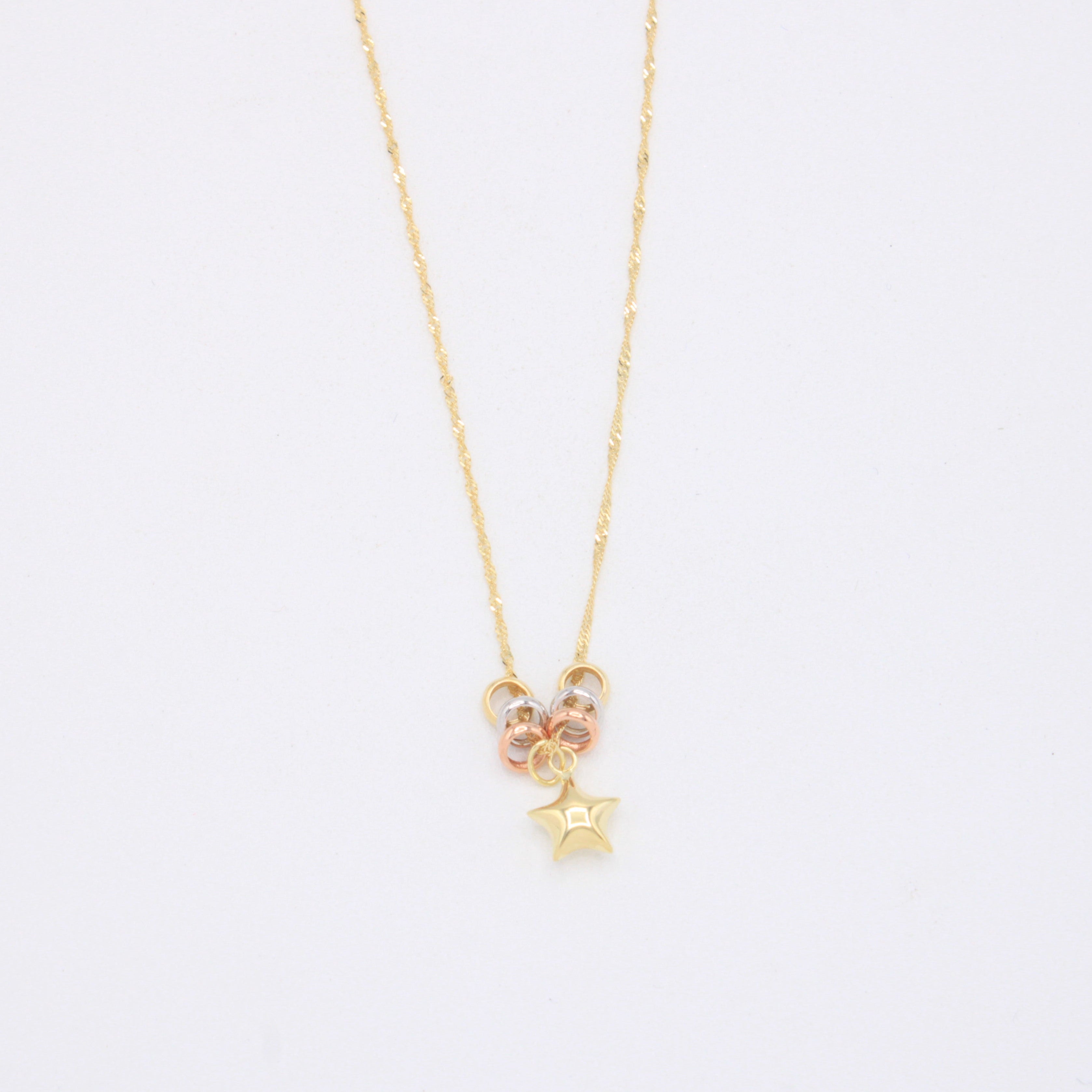 Gargantilla de Oro 14k con Aros Florentinos y Colgante de Estrella mod. 11023