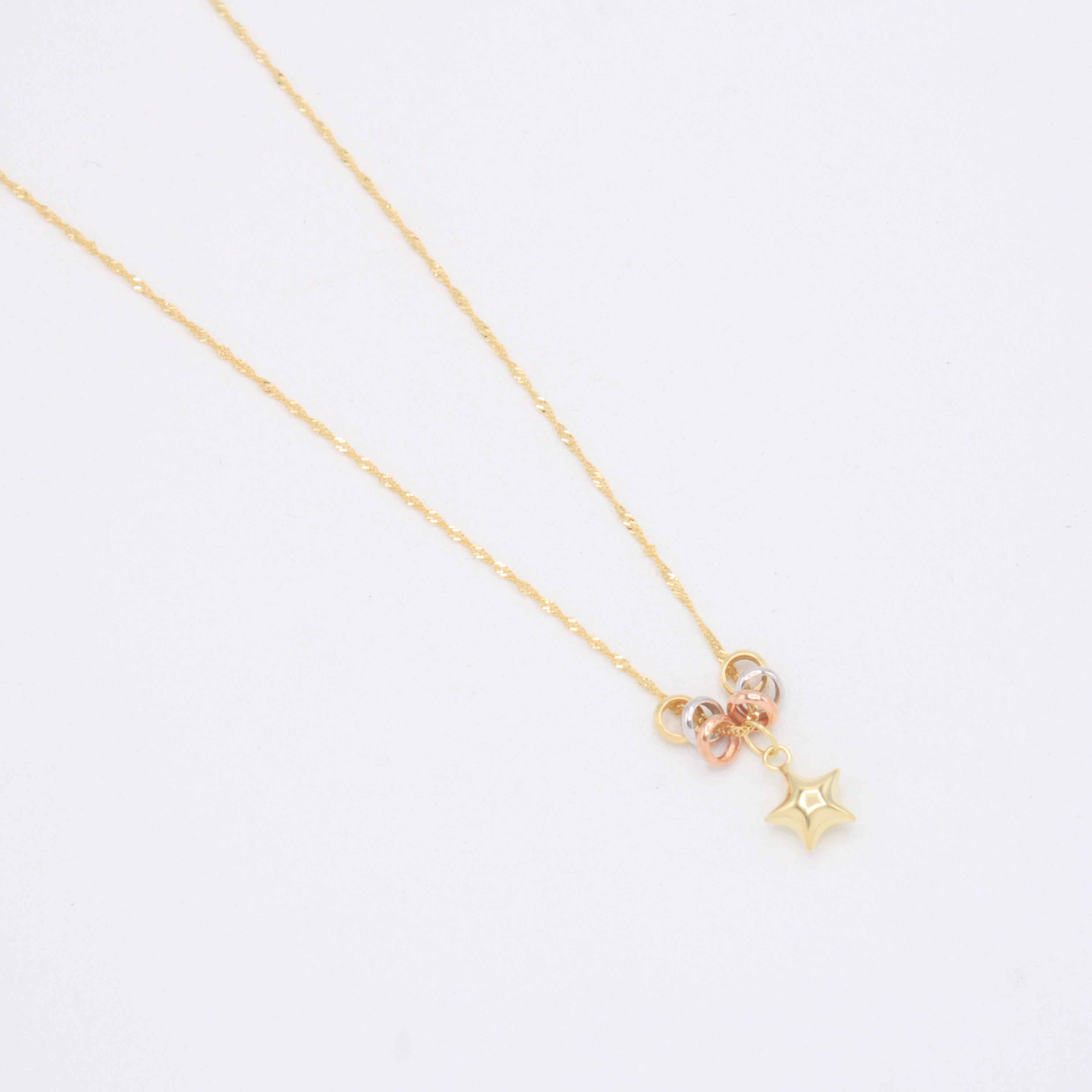 Gargantilla de Oro 14k con Aros Florentinos y Colgante de Estrella mod. 11023