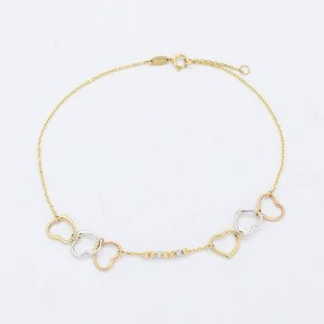 Tobillera de Oro 14k Diseño de Corazones Entrelazados mod. 10551
