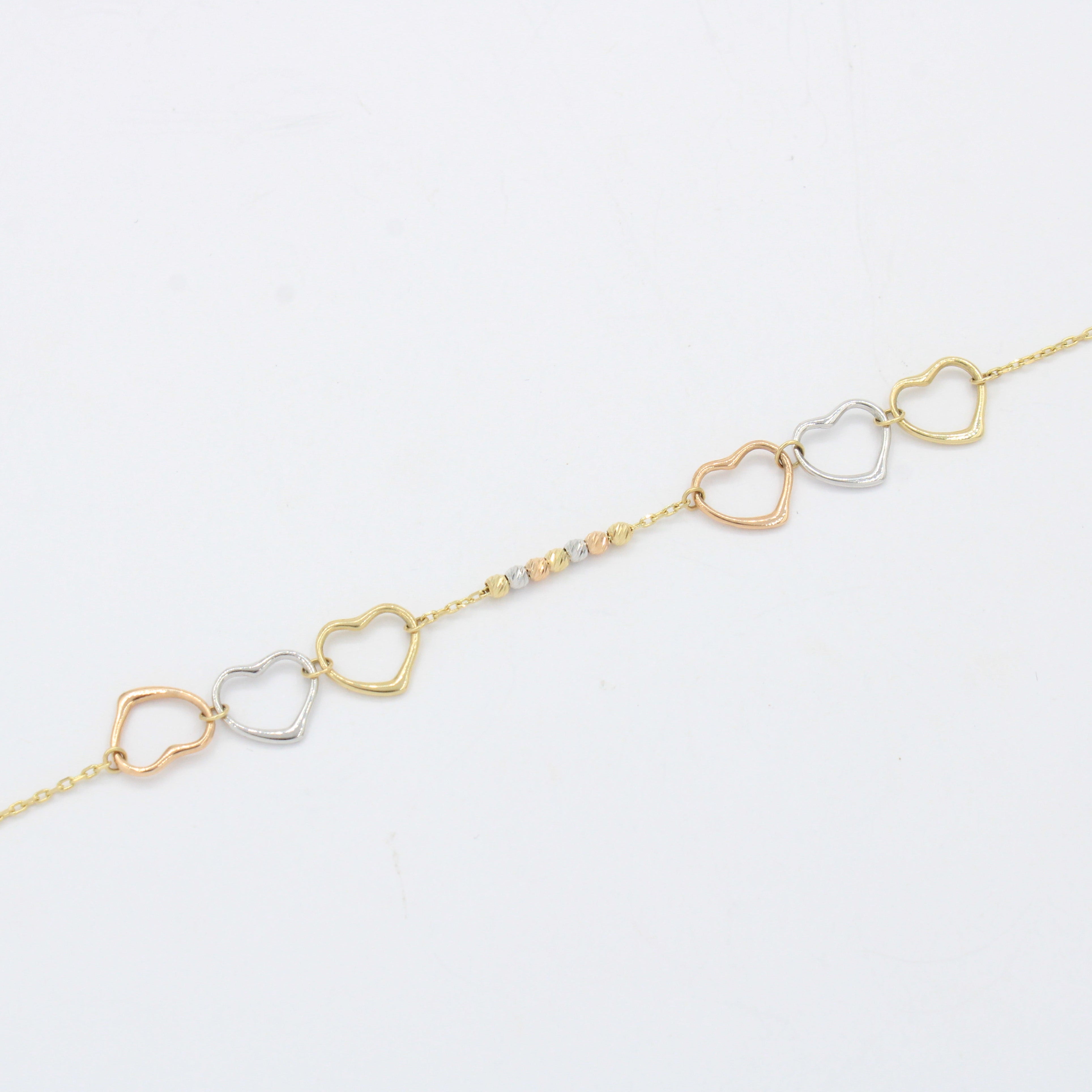 Tobillera de Oro 14k Diseño de Corazones Entrelazados mod. 10551