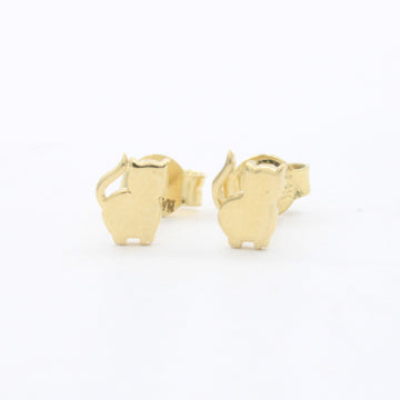 Arete de Oro 14k Pequeño Gatito Brillante mod. 10638