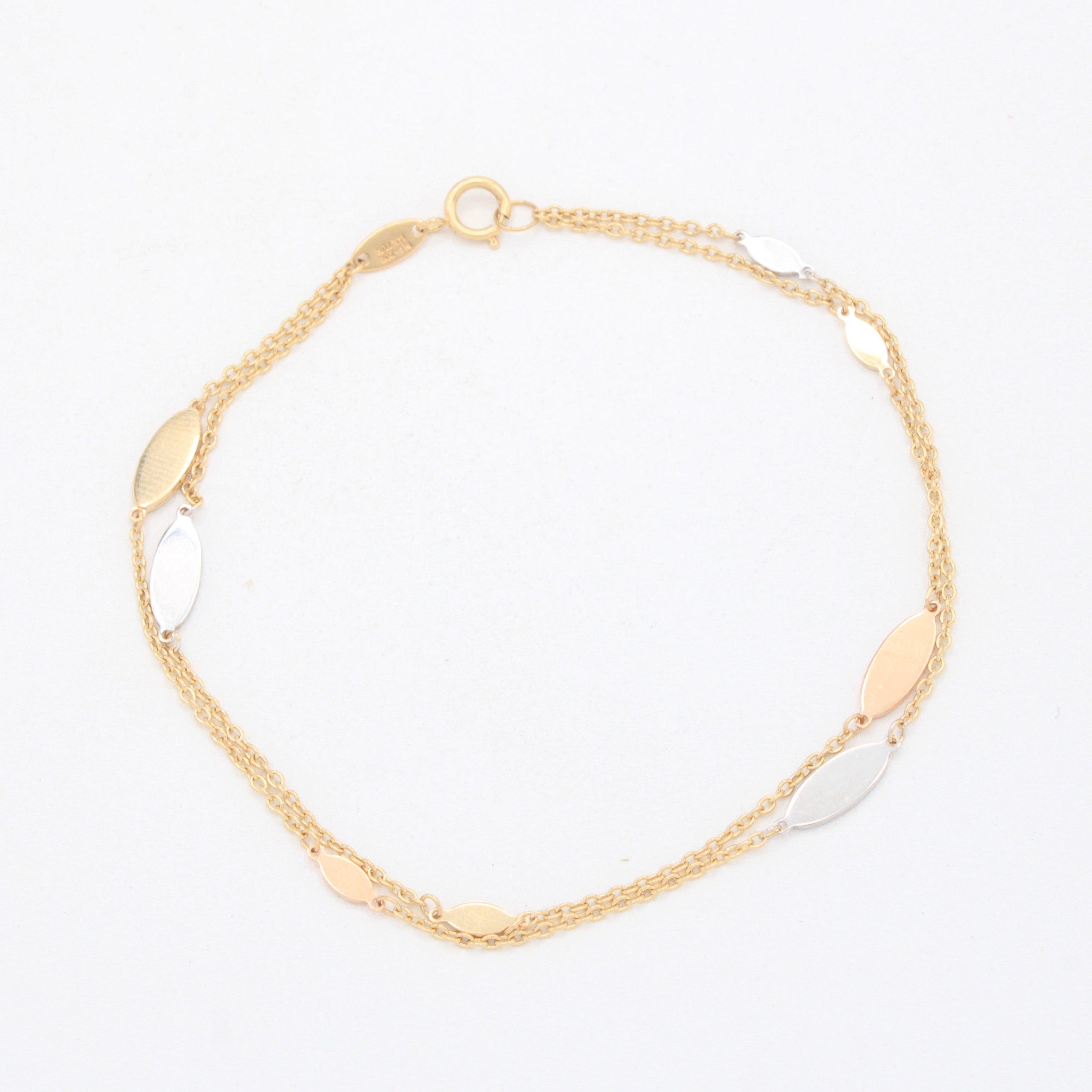 Pulsera de Oro 14k Doble con Ovalos Florentinos mod. 11025