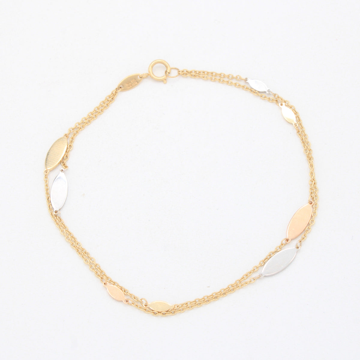 Pulsera de Oro 14k Doble con Ovalos Florentinos mod. 11025