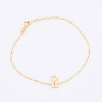 Pulsera de Oro 14k Candado con Inscrustación de Zirconias mod. 11026